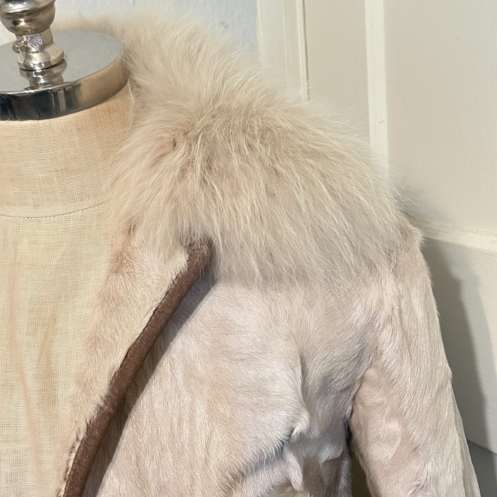 READ Vtg 70s Womens Small Medium Cream Full Length Pony Hair Fur Penny Lane