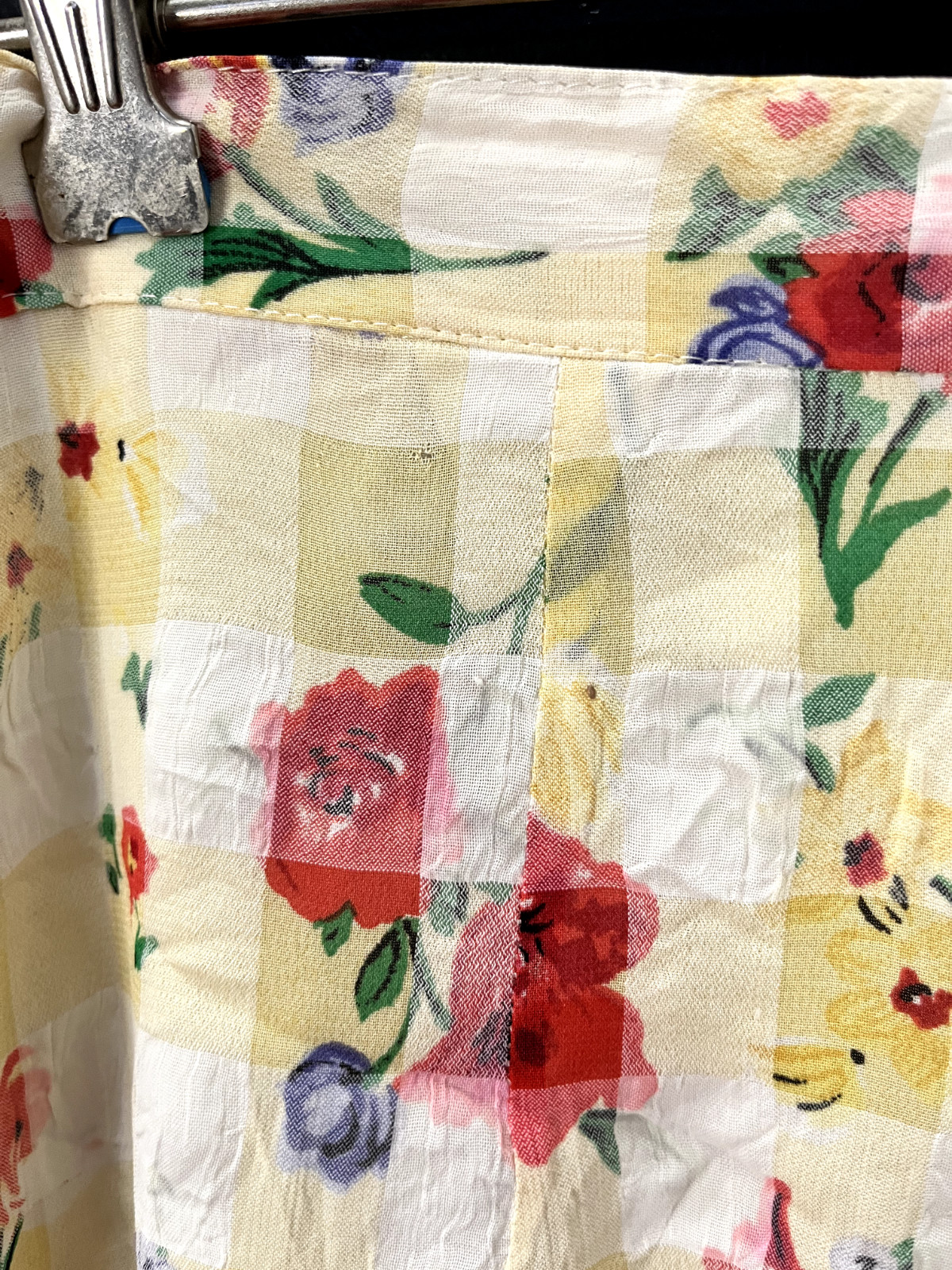 Vintage Australian 1980s MIXIT Wrap Midi Skirt Yellow Floral Plaid AU 14