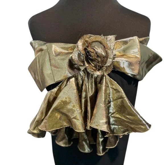 VTG Norman Berg for Denise Fashions Women’s Metallic Black & Gold Cocktail Dress