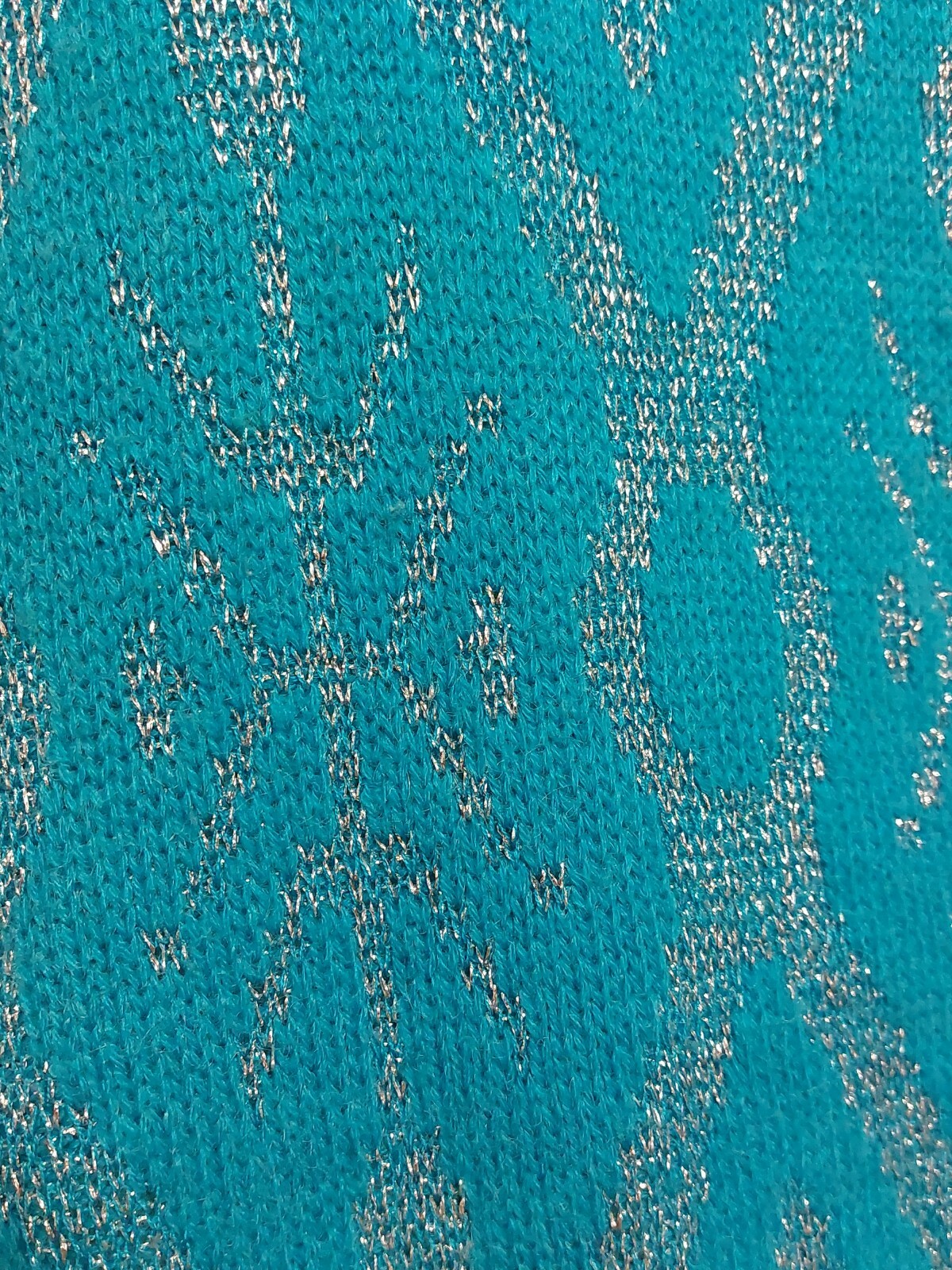 Vintage 80’s Voyager Sweater Aqua Blue w Silver Metallic Thread Acrylic Size S