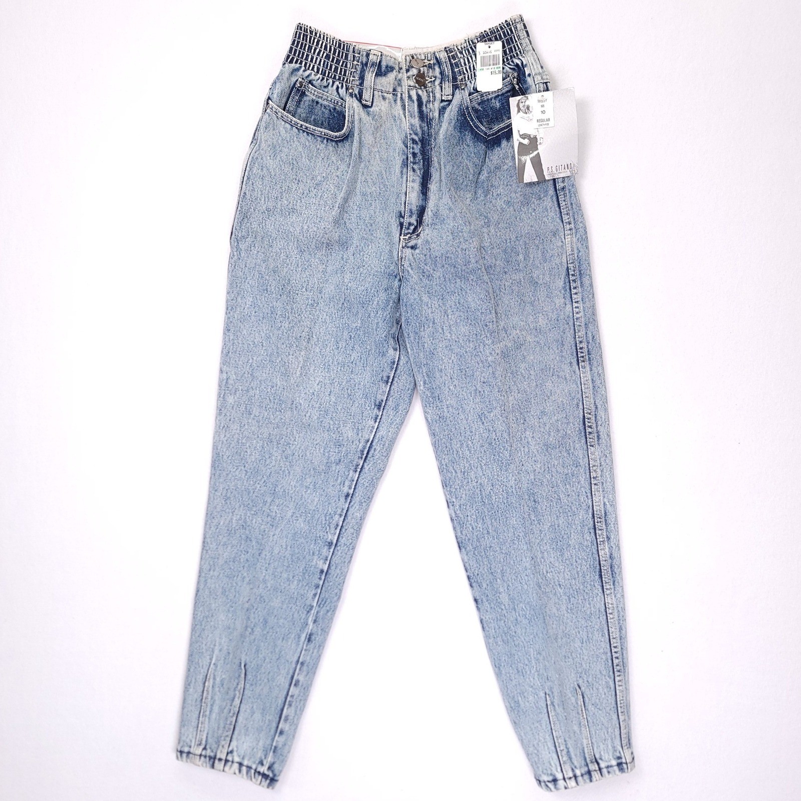 Vintage PS Gitano High Waisted Acid Wash Tapered Mom Jeans NWT Size 10 Regular