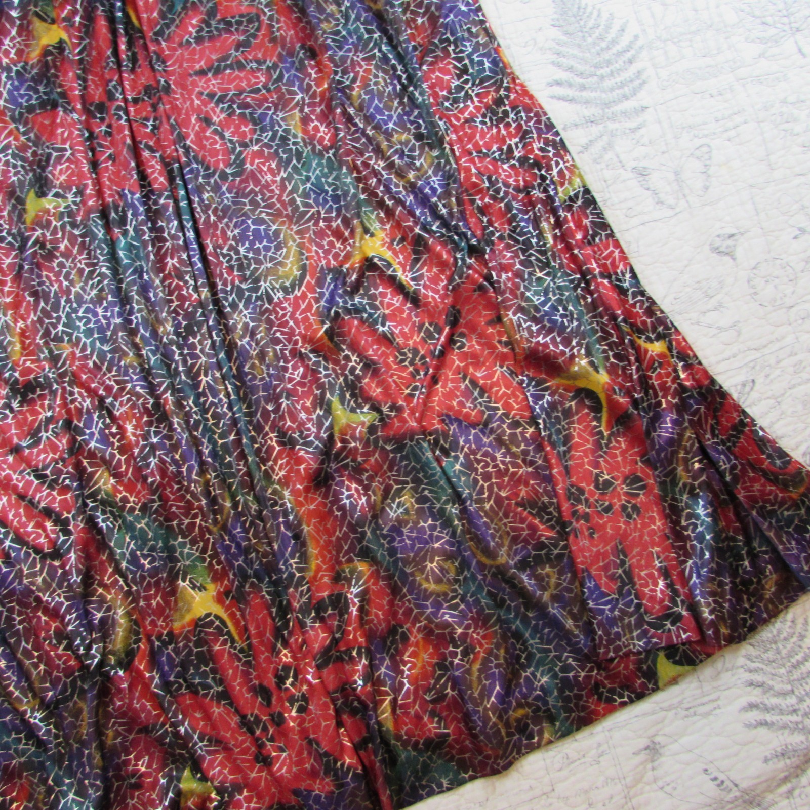 VTG 70s David Brown California Maxi Dress Kaftan Long Sleeve floral gold M