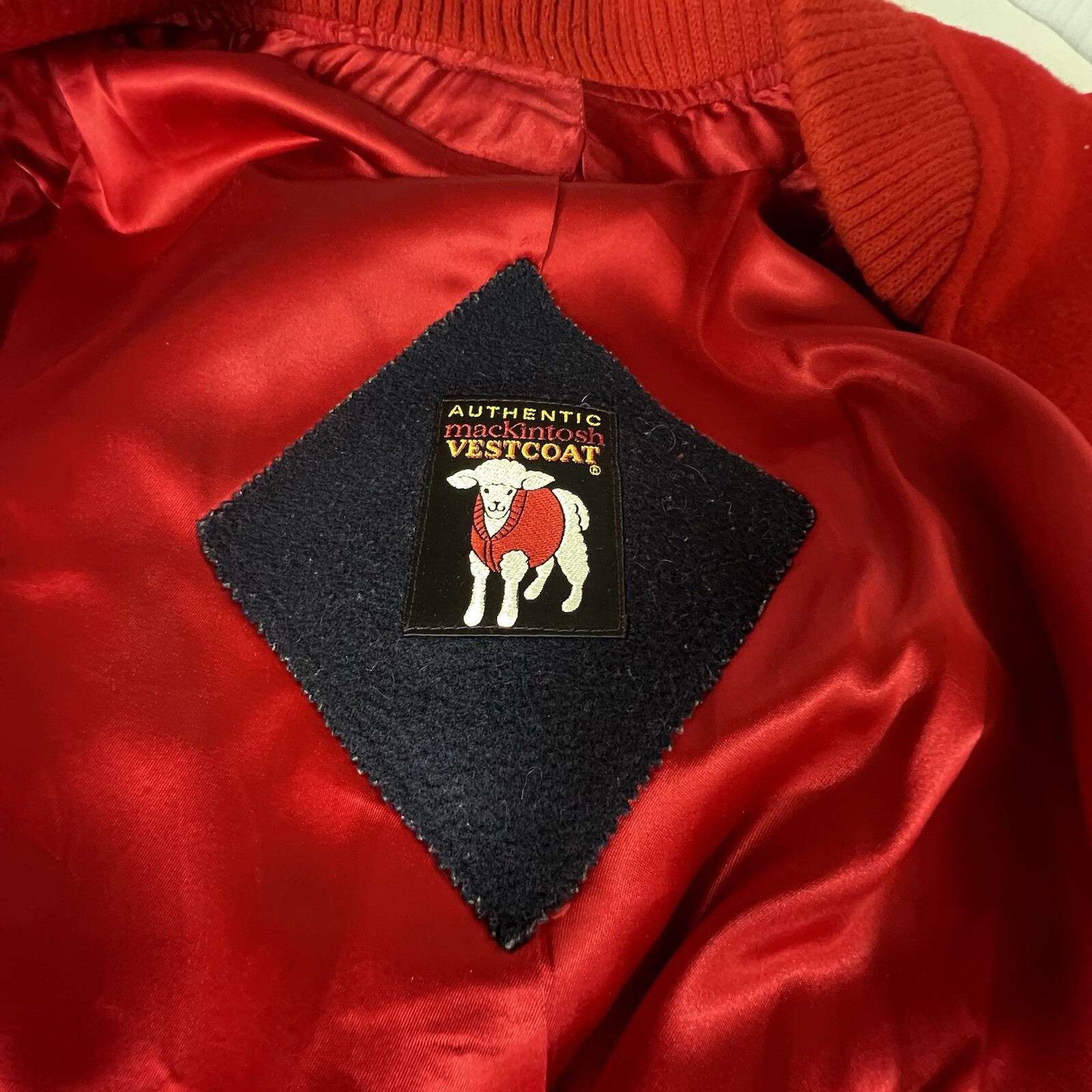 VTG Mackintosh 100% Wool Coat Women Lg Lined Hooded Vest and Coat Navy Red READ
