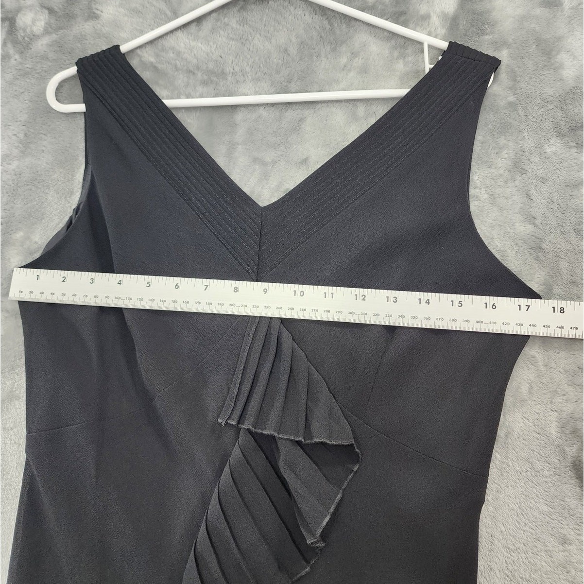Vintage Citi Clothing Dress Womens S Black Sleeveless V-Neck Pleated Ruffled