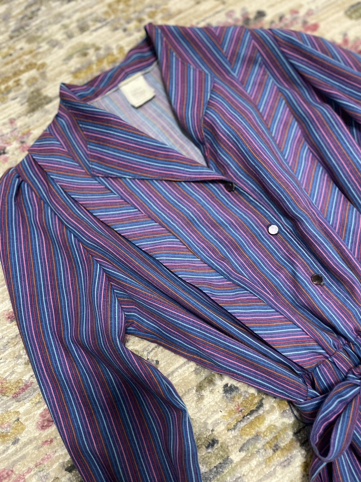 Vintage Secretary Dress Purple Multicolor Strips Size 11/12