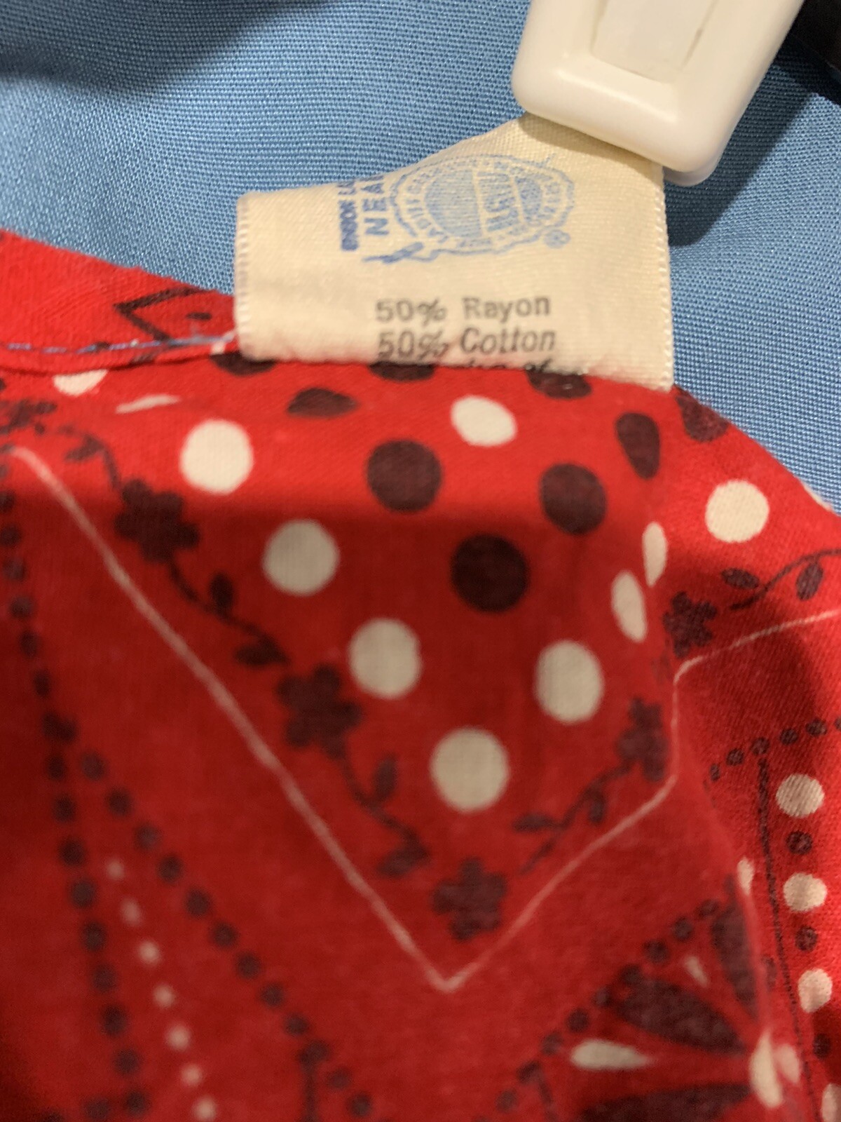Vintage 60’s Chambray Dress Red Bandana Medium Go-IN’s Danville ILGWU Union Read