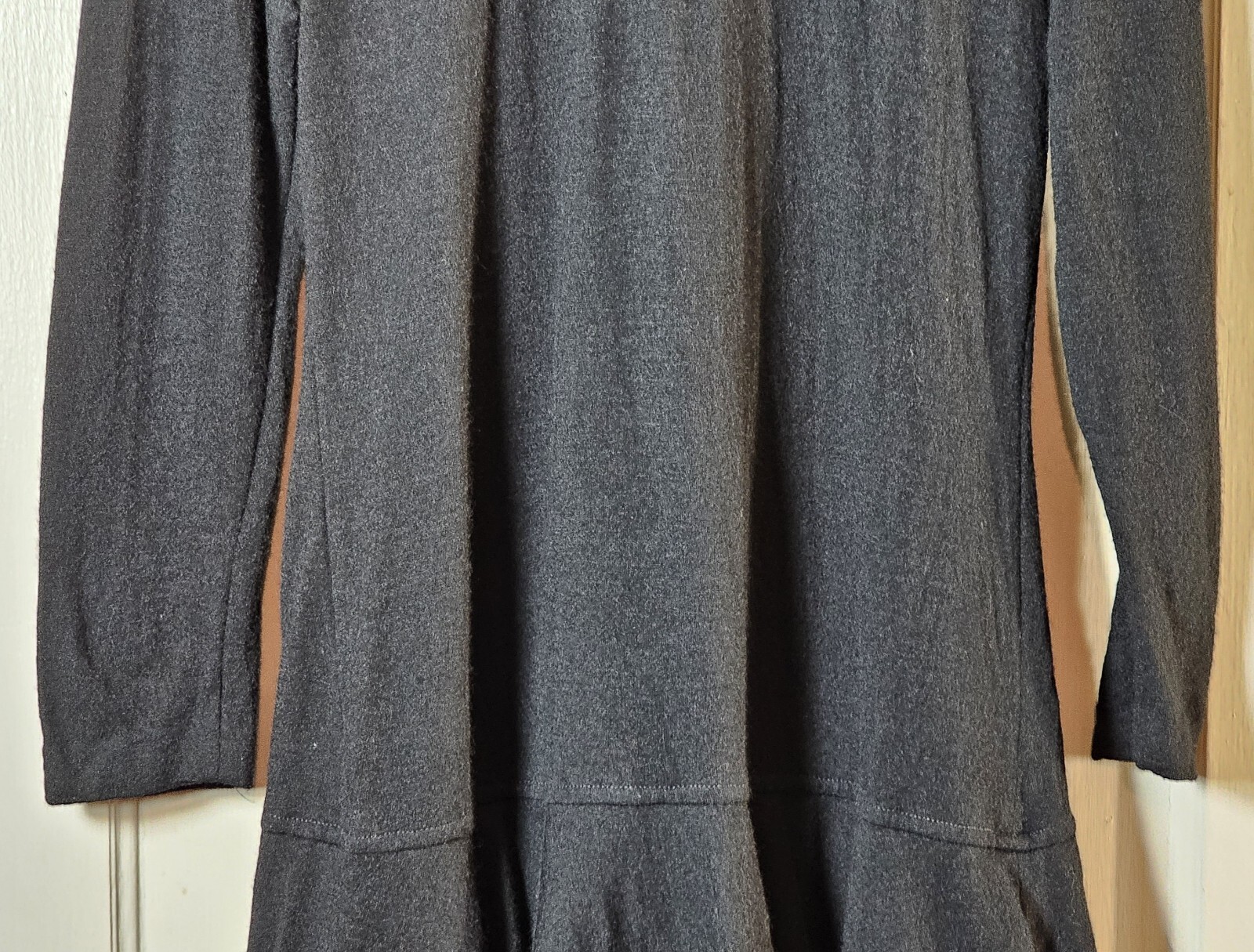 Vtg 80’s The Kollection Petites Dress Women Sz 12P Black Wool L/S Tiered Ruffles