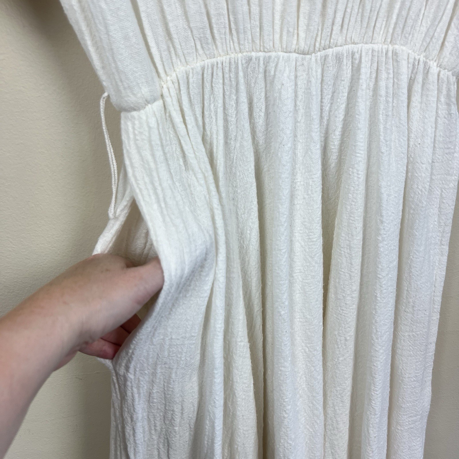 Vtg 70s Cotton Gauze Dress Fairy Bohemian Grecian Cotton dolman Sleeve goddess
