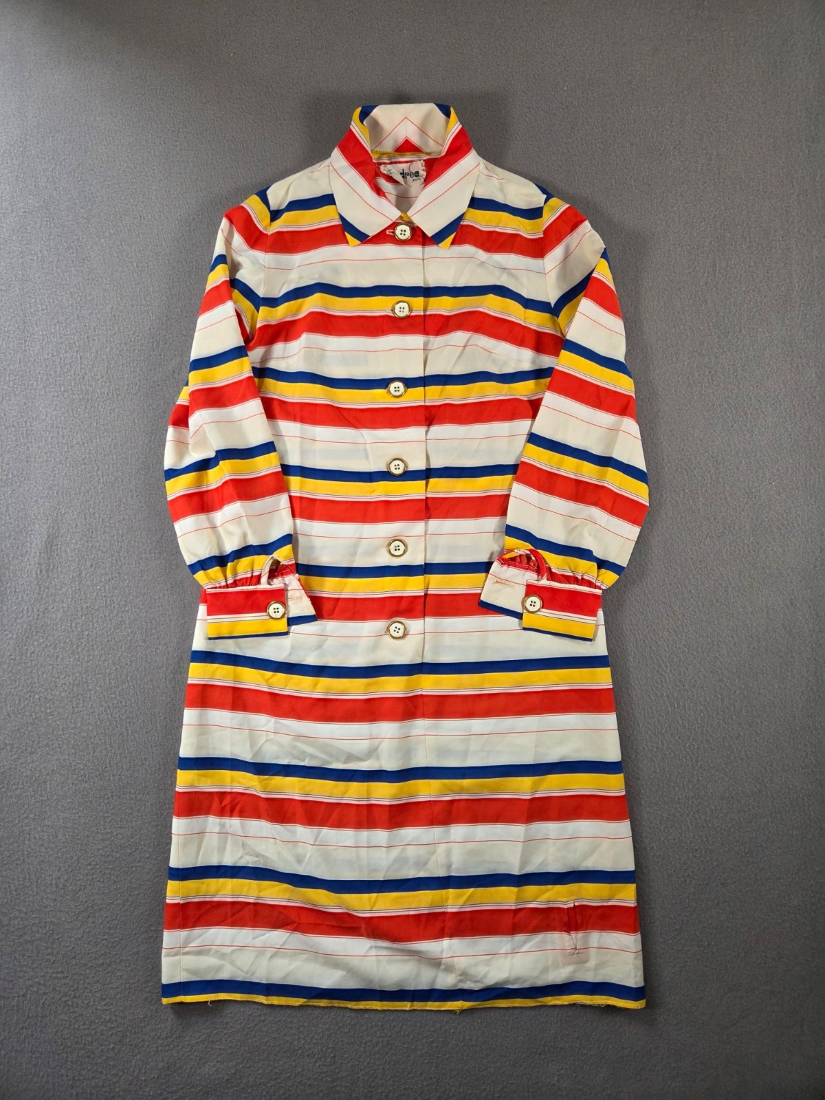 Vintage Andrea Gayler Shirt Dress Womens Small Striped Long Sleeve 70s Collared