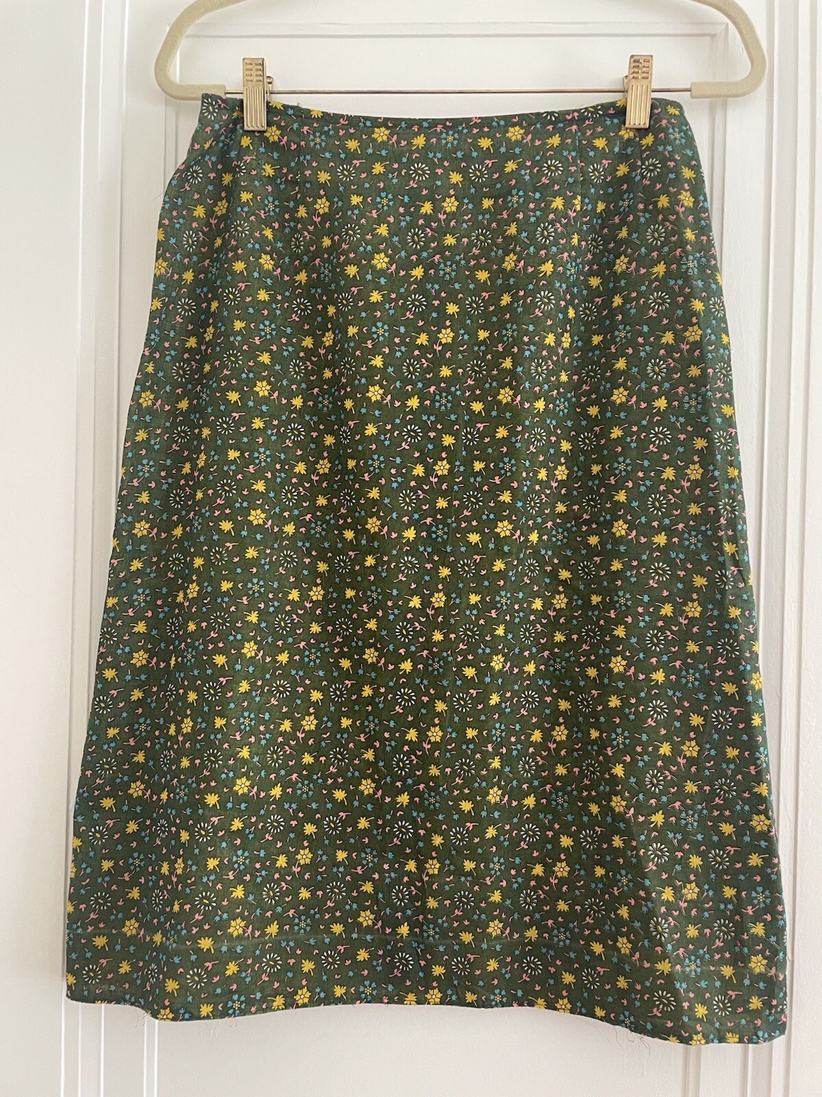 Vintage 60s “Century Of Boston” Wool Boho Groovy Printed Midi Skirt S/M