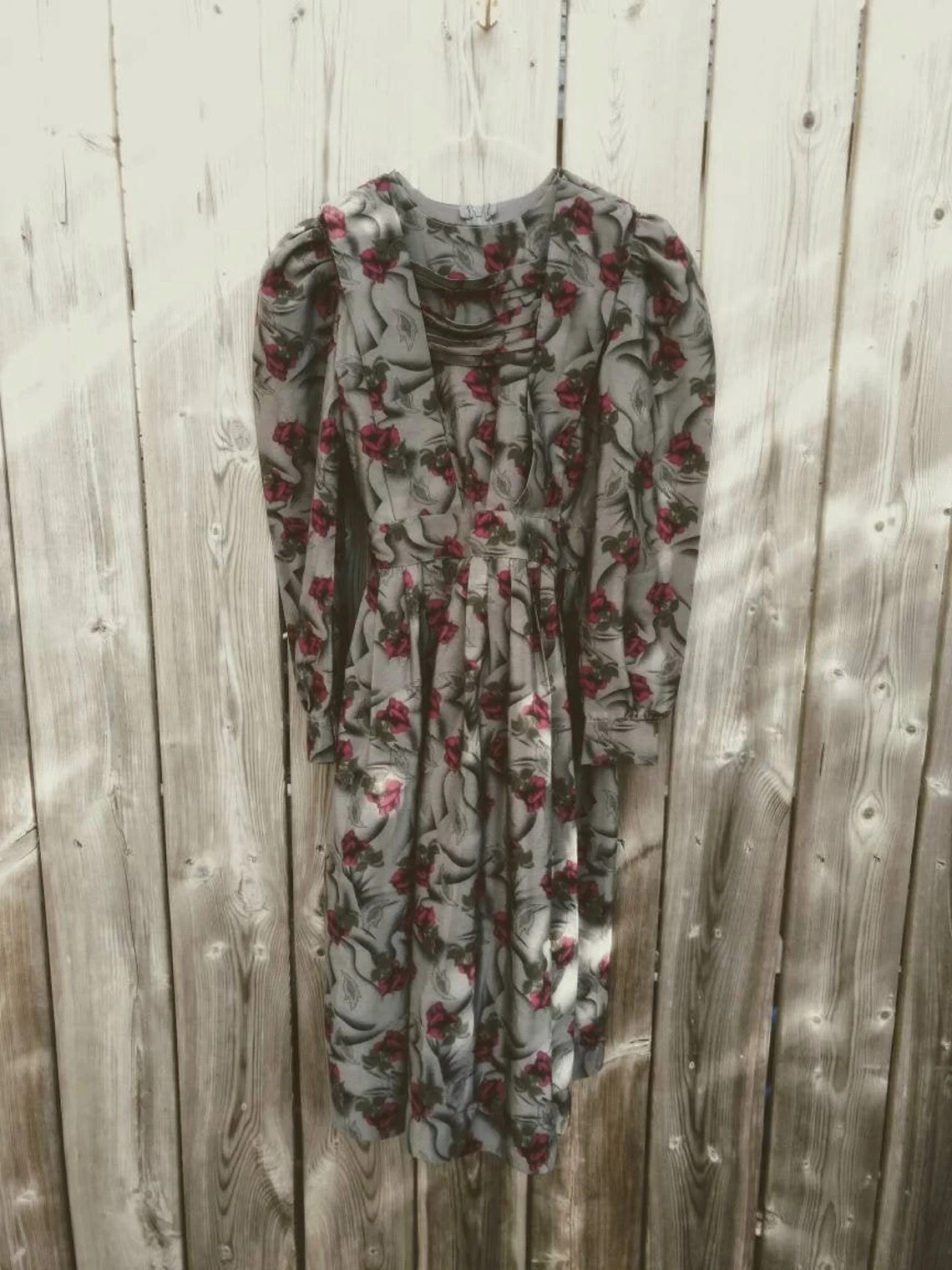 Amish Mennonite Dress Old Colony Girl Women XS 28″B 22″W Gray Pink Purple Rose