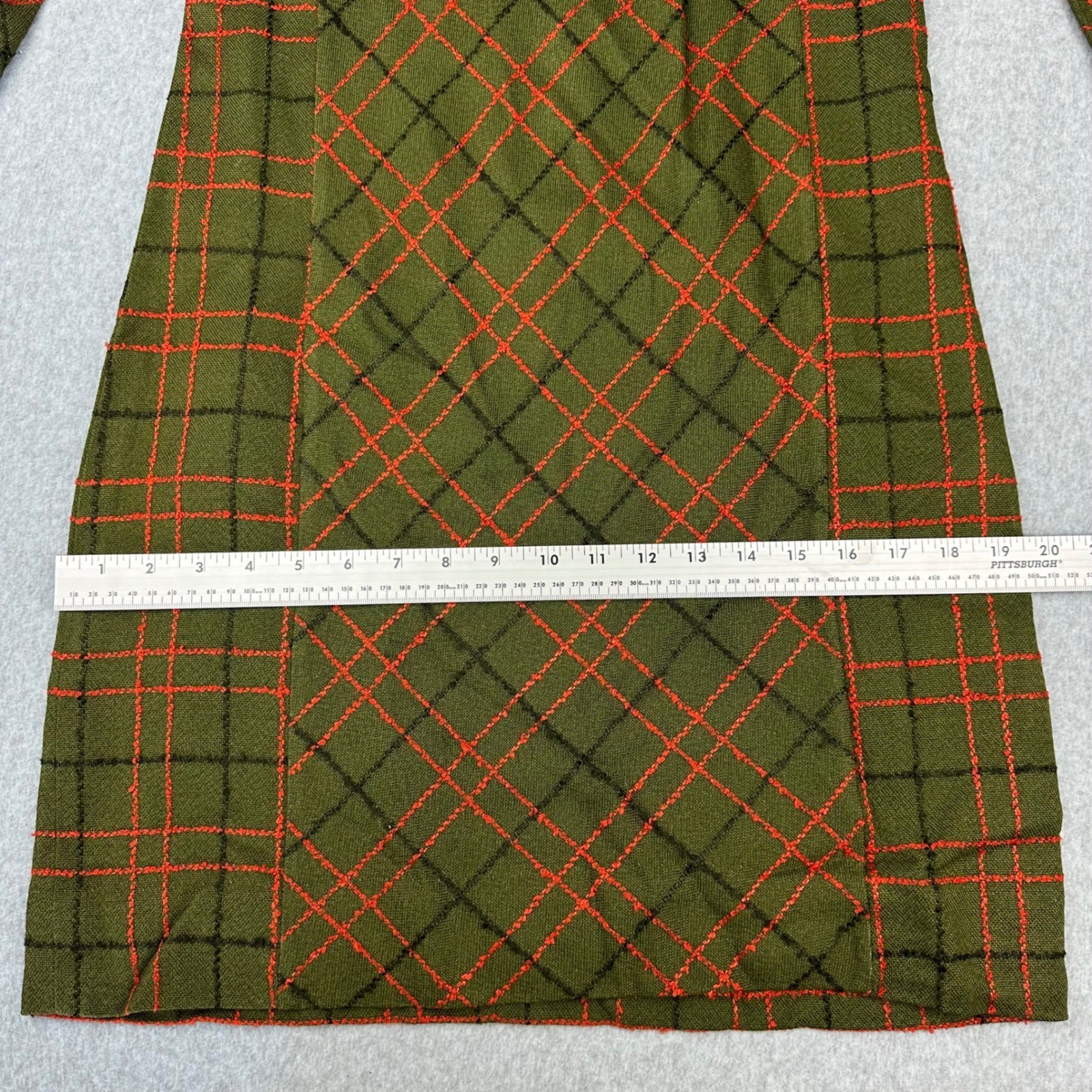 Vintage Dutchmaid Ephrata Green Plaid Shift Dress 3/4 Sleeve Talon Zip Size 32