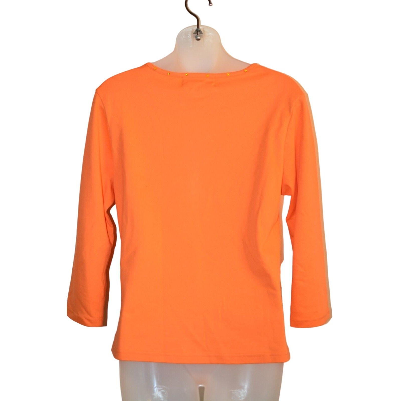 Jack B. Quick M Top Halloween Black Cat Pumpkin Orange Sequin 100% Cotton