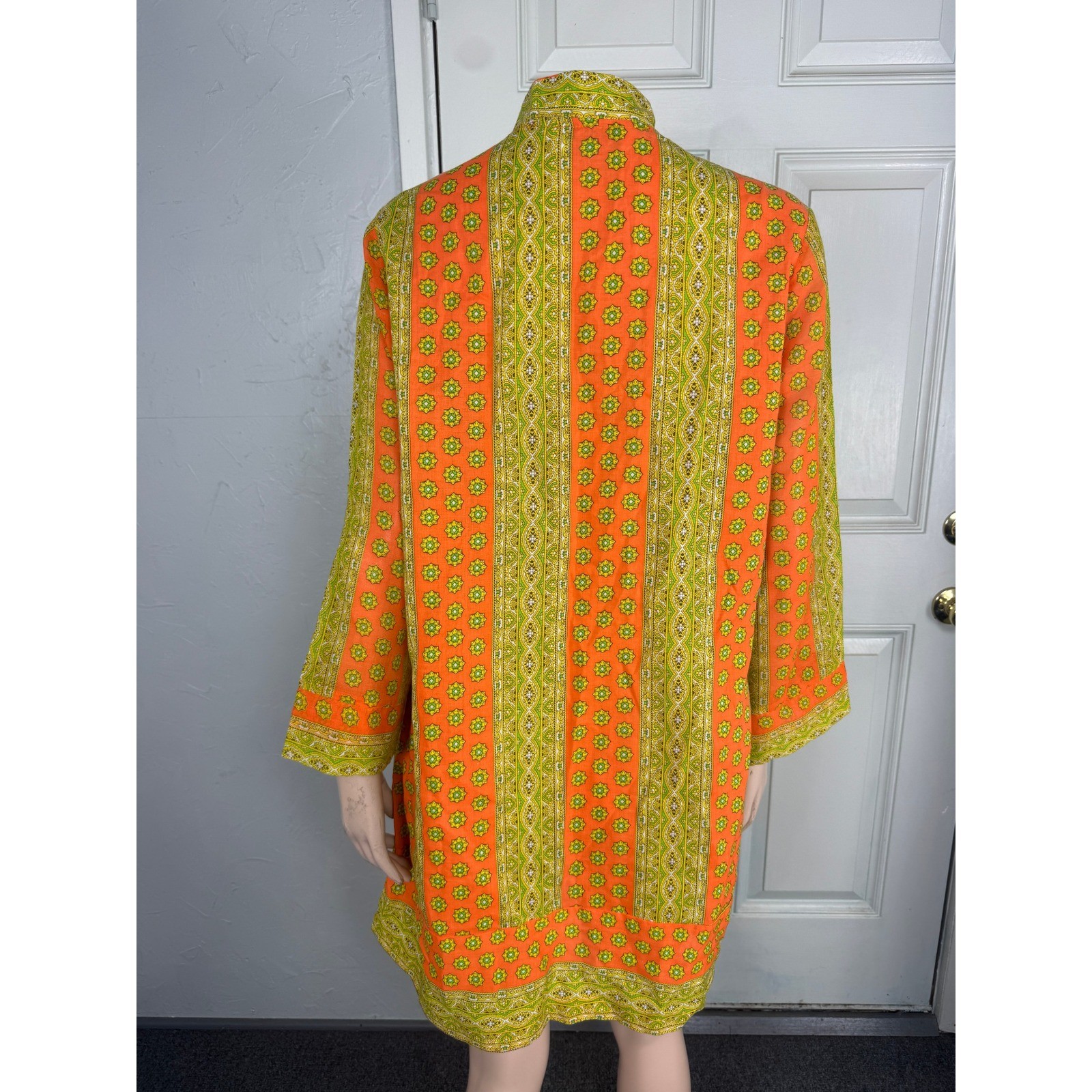 Vintage 70s Kayser Dress Topper Mod Party Retro Floral Cotton Pocket jacket B4-8
