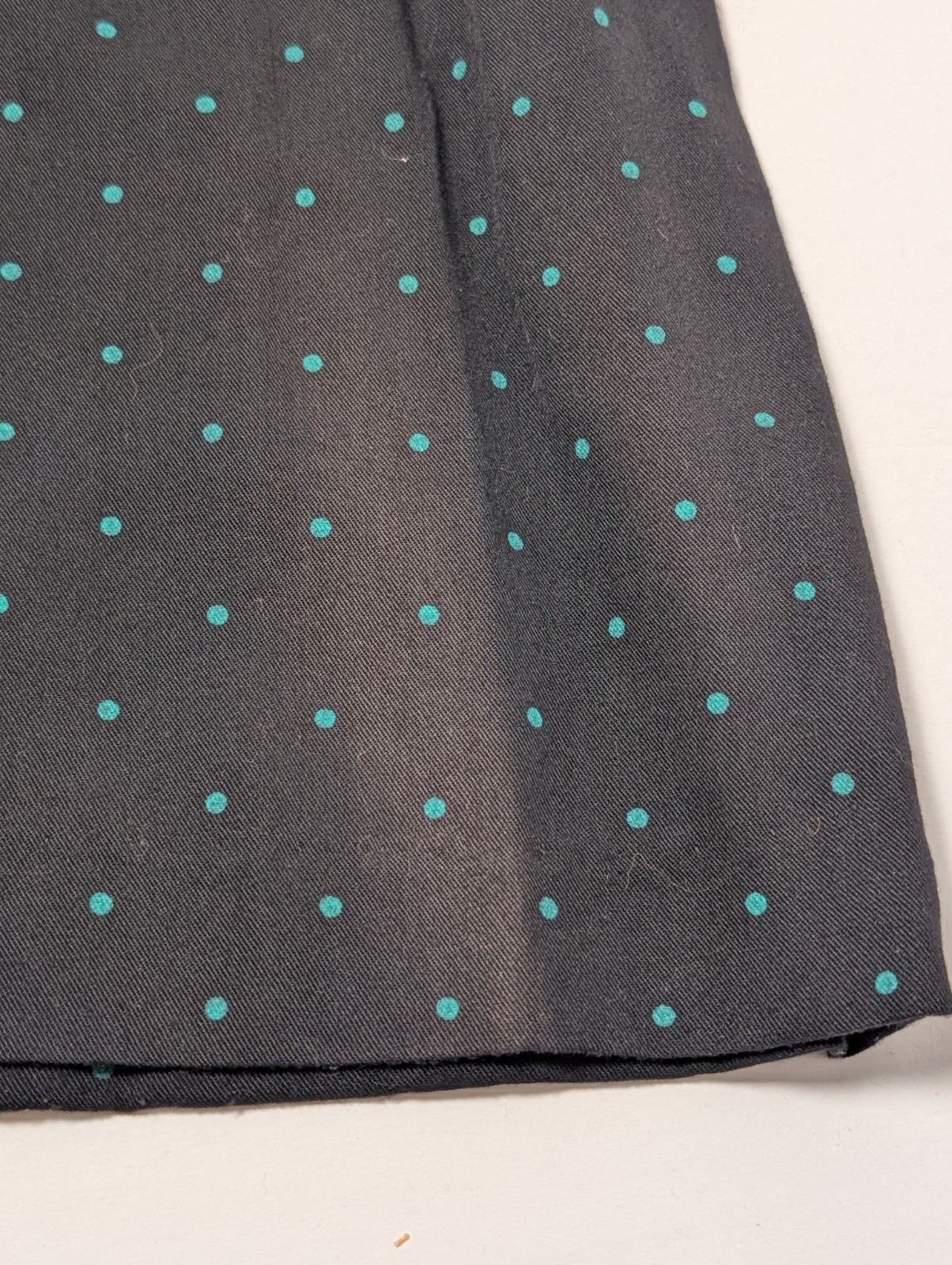 Vtg. 1980’s Women’s Rabbit Designs Belted Green/Black Polka Dot L/S Dress Size 8