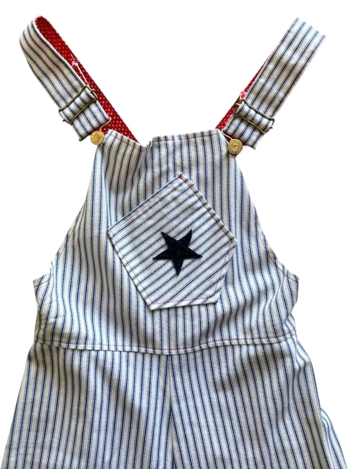 1970s Bell bottom Overalls Striped with star patch 26×31 vintage 70s