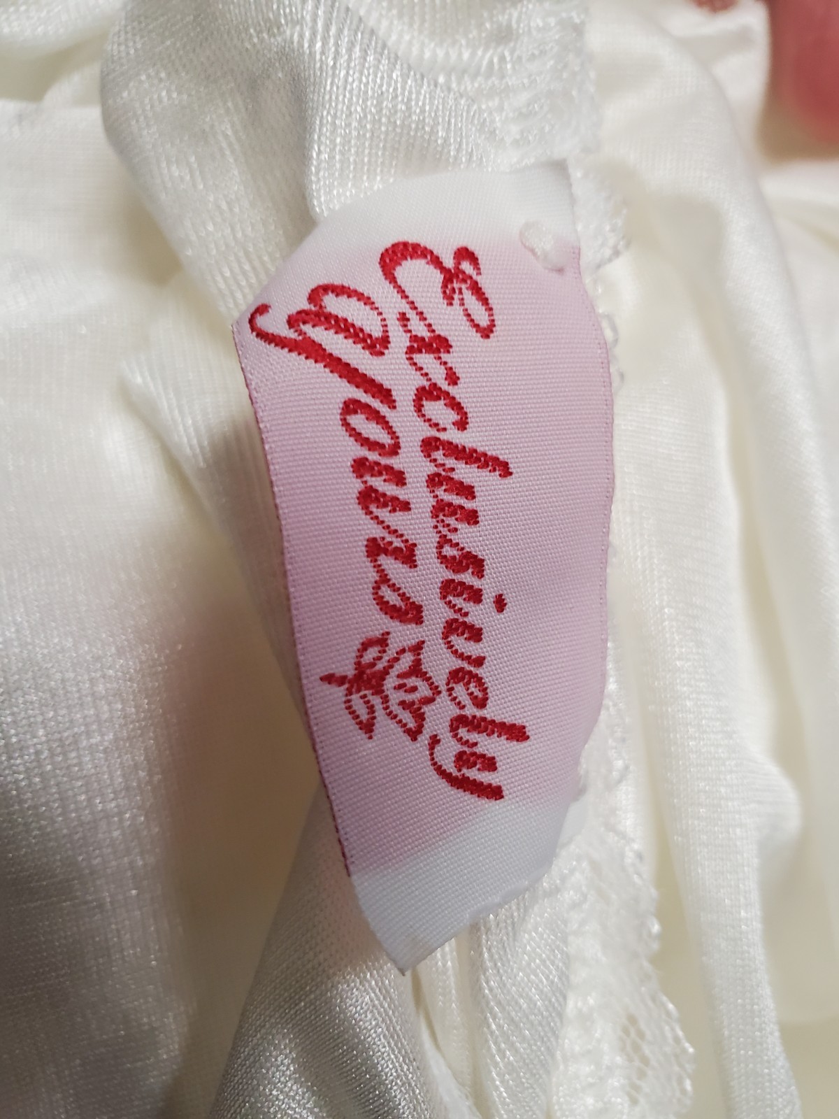 VTG open sides Maxi Lace Nightgown Rose stretch Lace Bridal White M plunging
