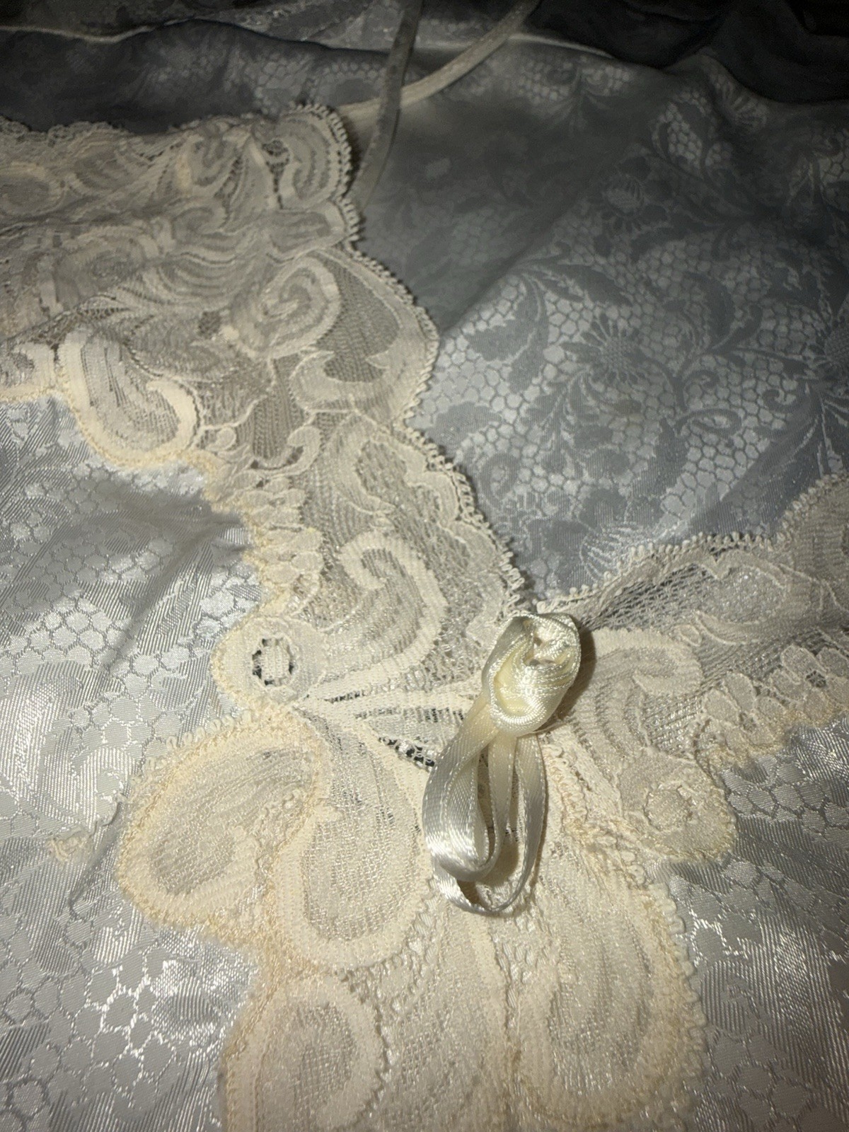 VTG Christian Dior Lingerie White Lace Bow Romantic Teddy Honeymoon Sexy