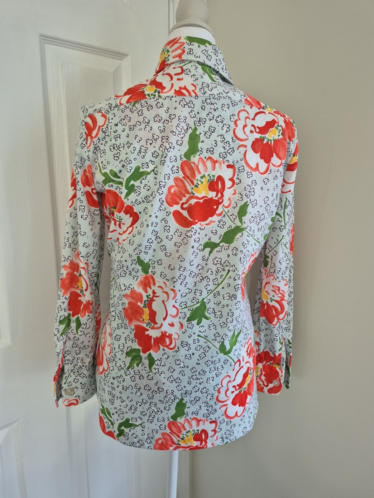 VTG 1970s Bleeker Street 2pc Twin Set Poppy Floral Shirt Tank -M