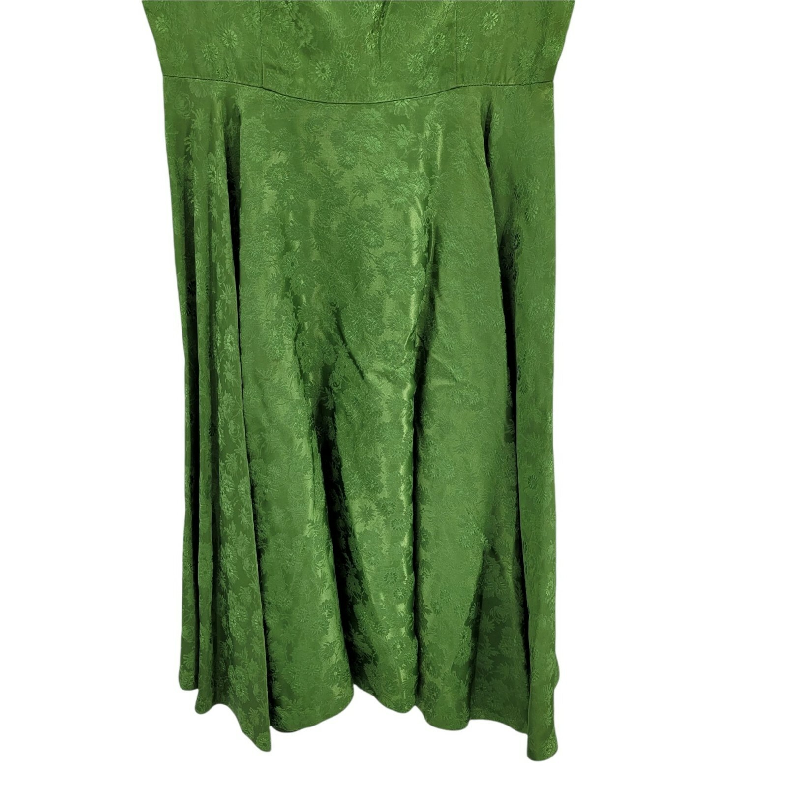50’s Jay Herbert Dress S Midi Fit & Flare Avocado Boat Neck Scoop Open Back