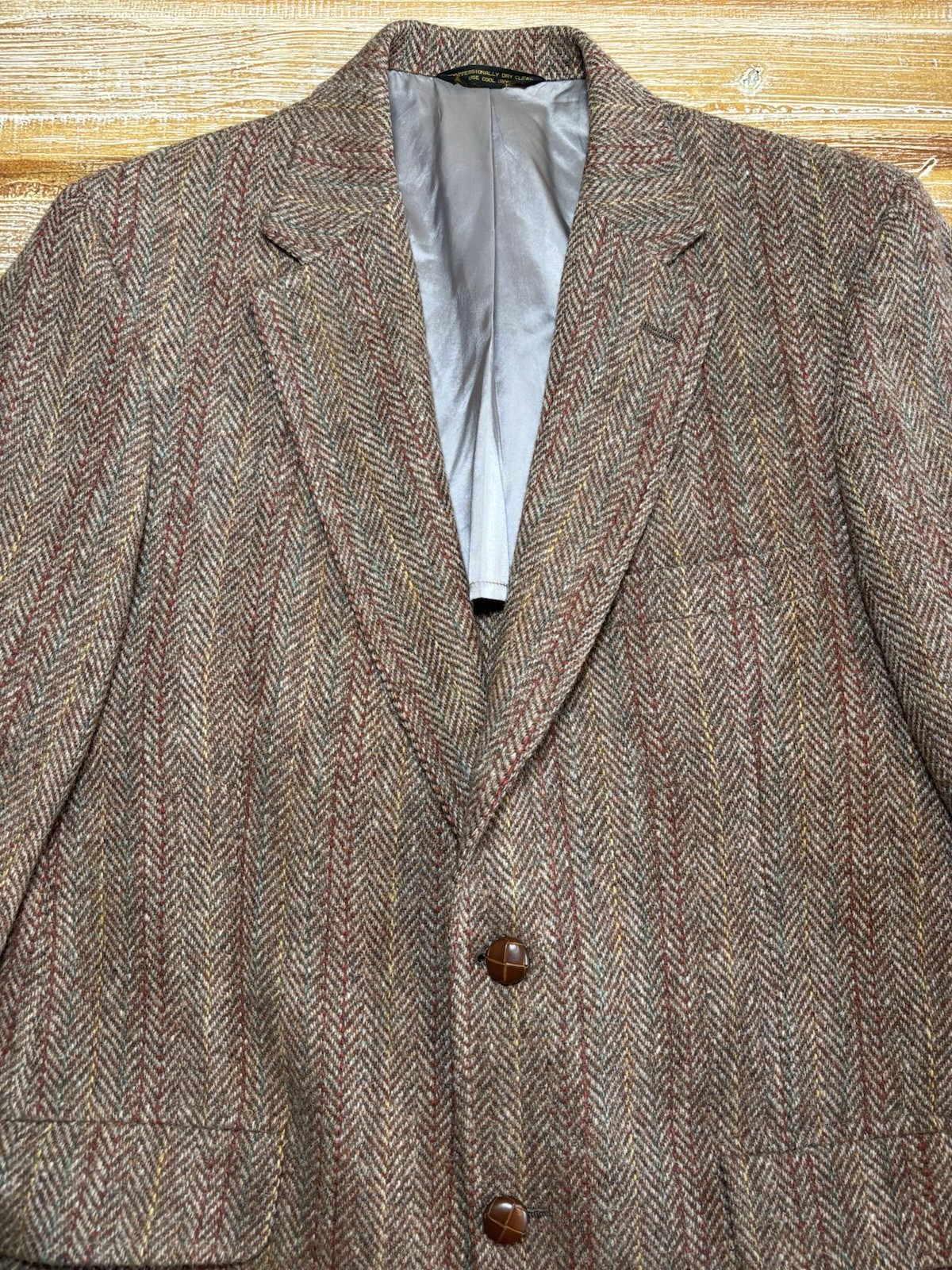 Harris Tweed Blazer Land’s End Charter Collection Herringbone Wool Jacket 42 L