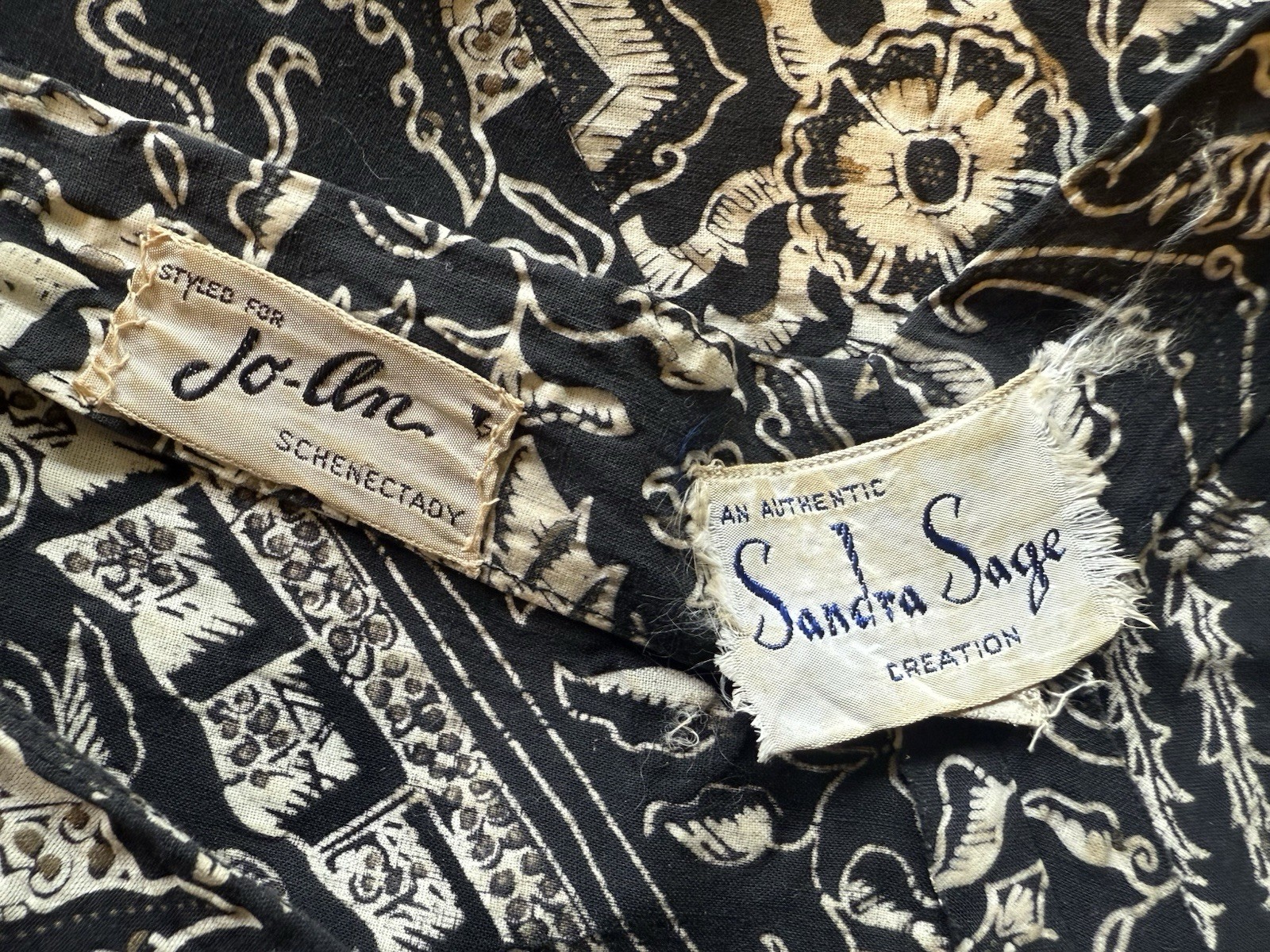 Vintage Sandra Sage 1950s Dress With Matching Shawl Black Ivory 34 M Rockabilly