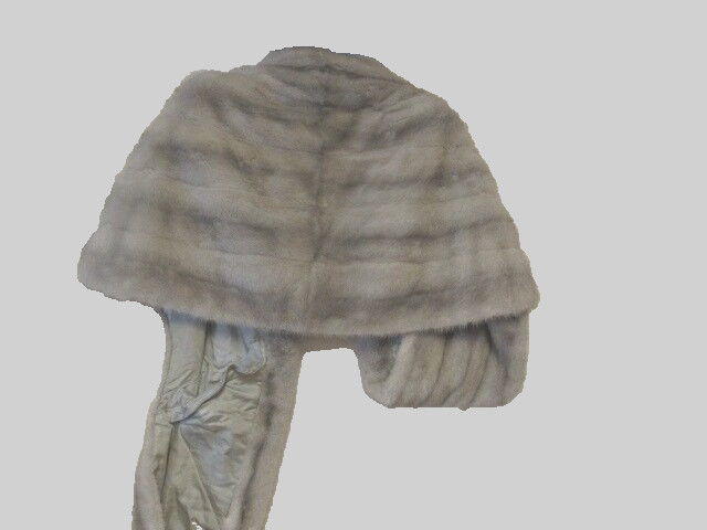 Vintage 50’s Cerulean Mink Fur Convertible Cape Stole Silver Gray Nice!
