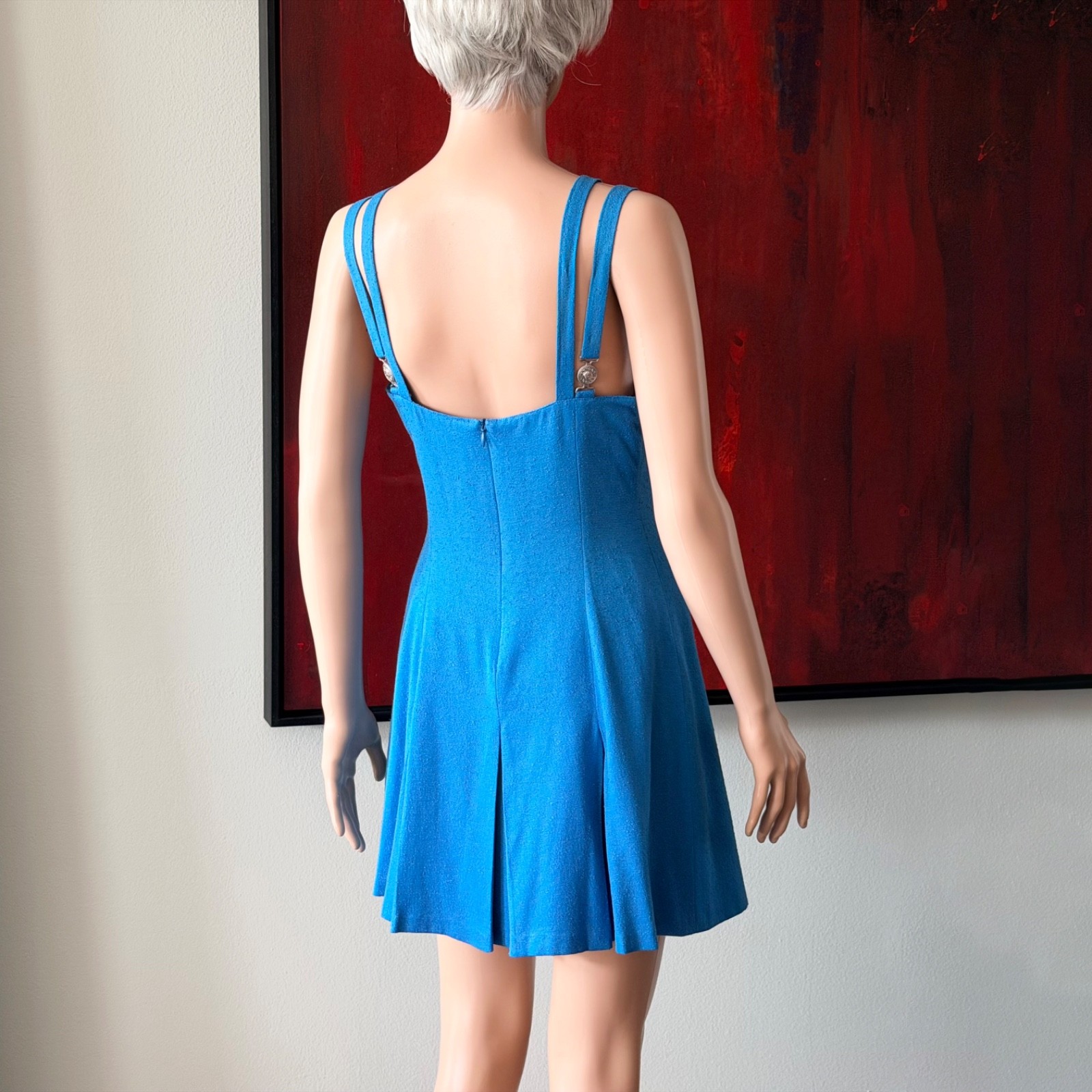 VERSACE JEANS COUTURE 1990s double-strap mini dress in blue size 42