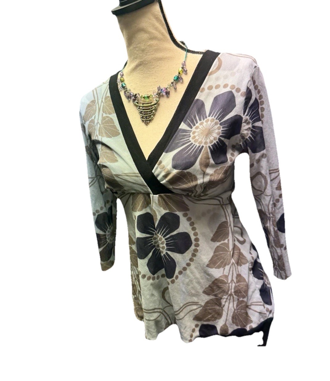 Vintage Y2K Sweet Pea Anthropologie Floral Mesh Wrap Top Sz M Fairycore Goblinco