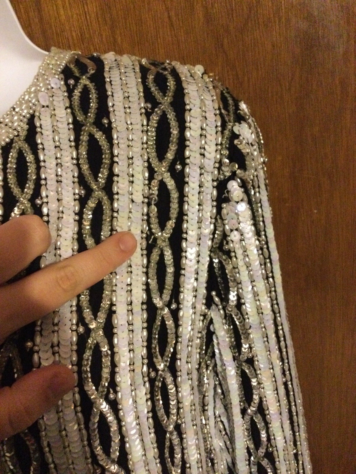 Carina Sequin 100% Silk Beaded Jacket Dressy Evening Formal Cocktail Size Small