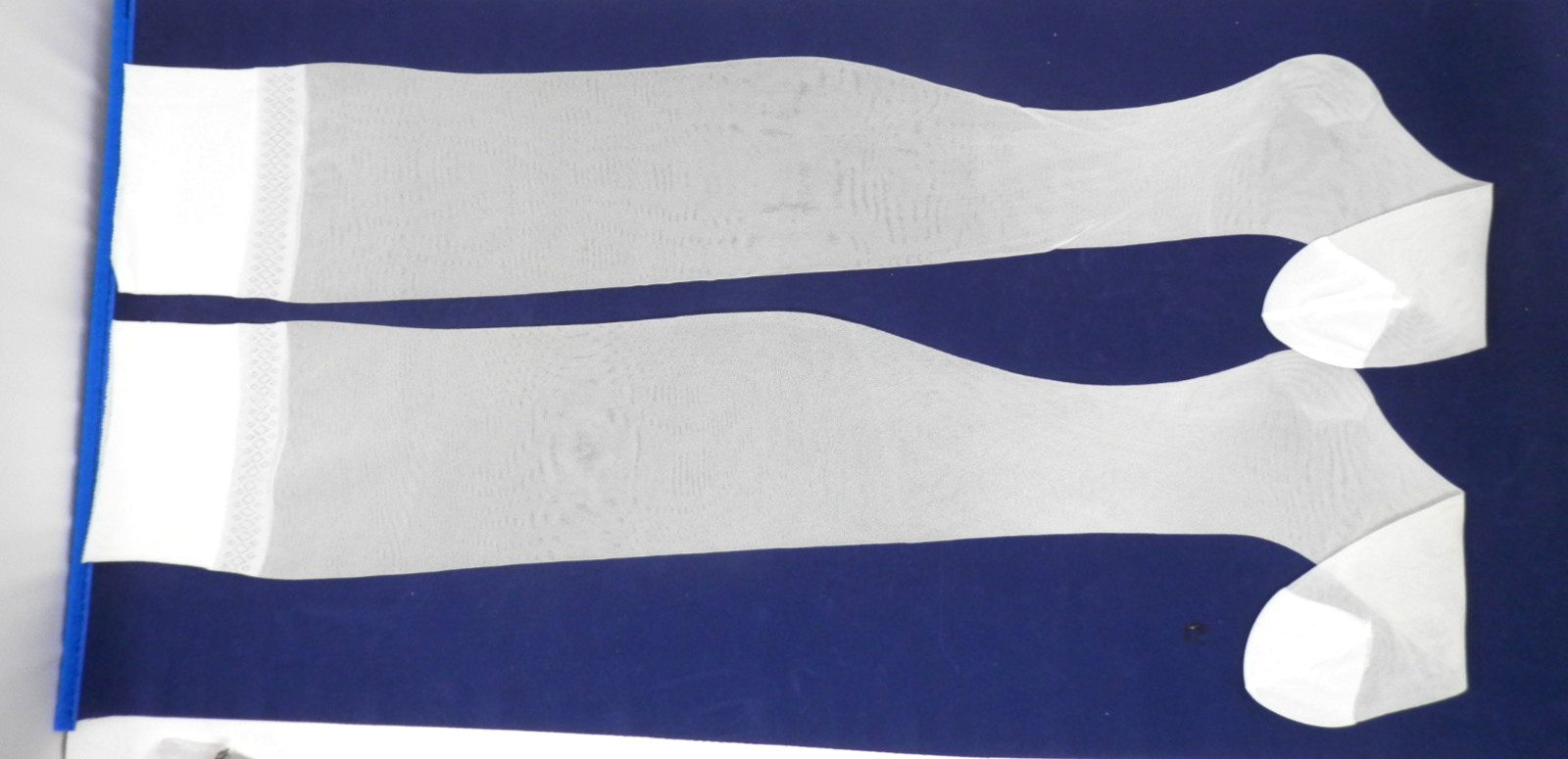 Vintage 50s Johnson’s Regency Seamless Stockings • Thigh High XL White 32″ NOS