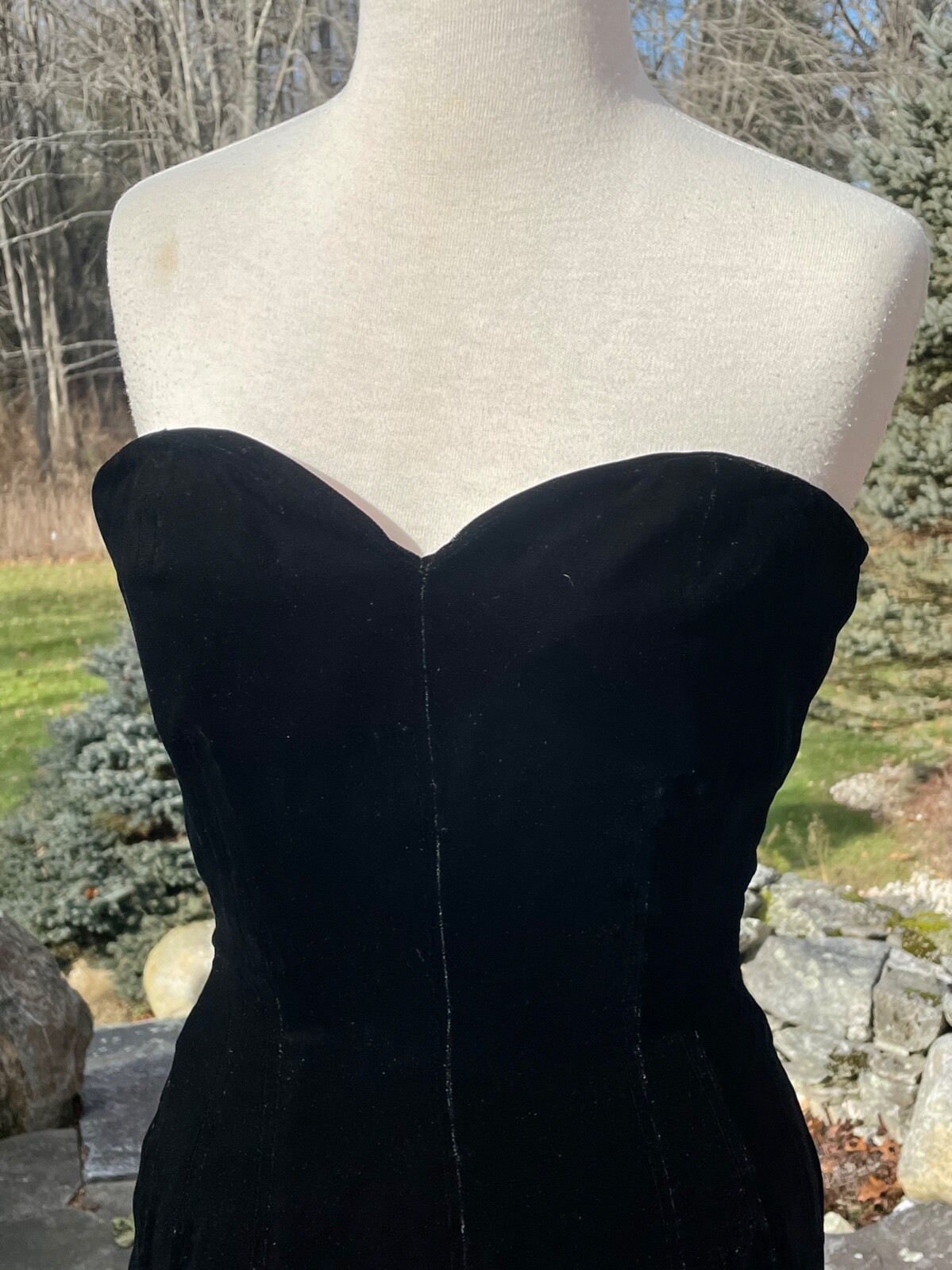 SALE Vintage Adele Simpson Glamorous Black Velvet Strapless Evening Gown