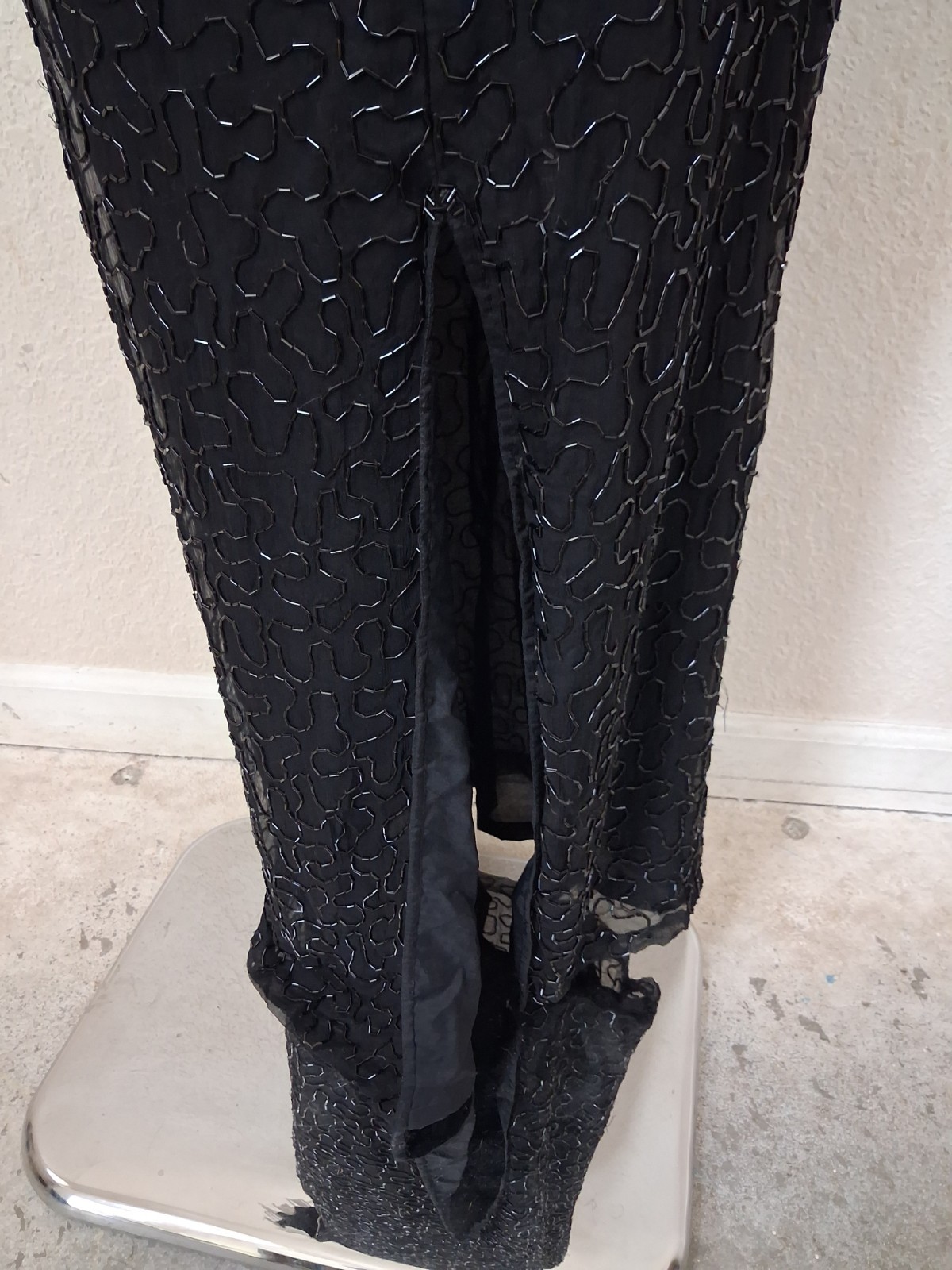 Vintage 80s 90s Michaelangelo Silk Beaded Long Dress Gown Prom Small