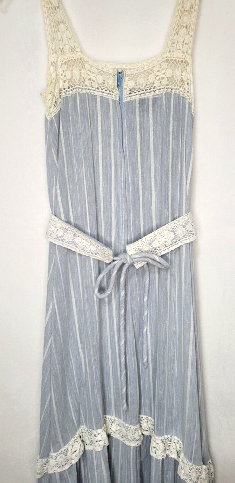 VTG 70’s Blue Tiered Prairie Maxi Dress Trivia By Charm Cottage See Measurements