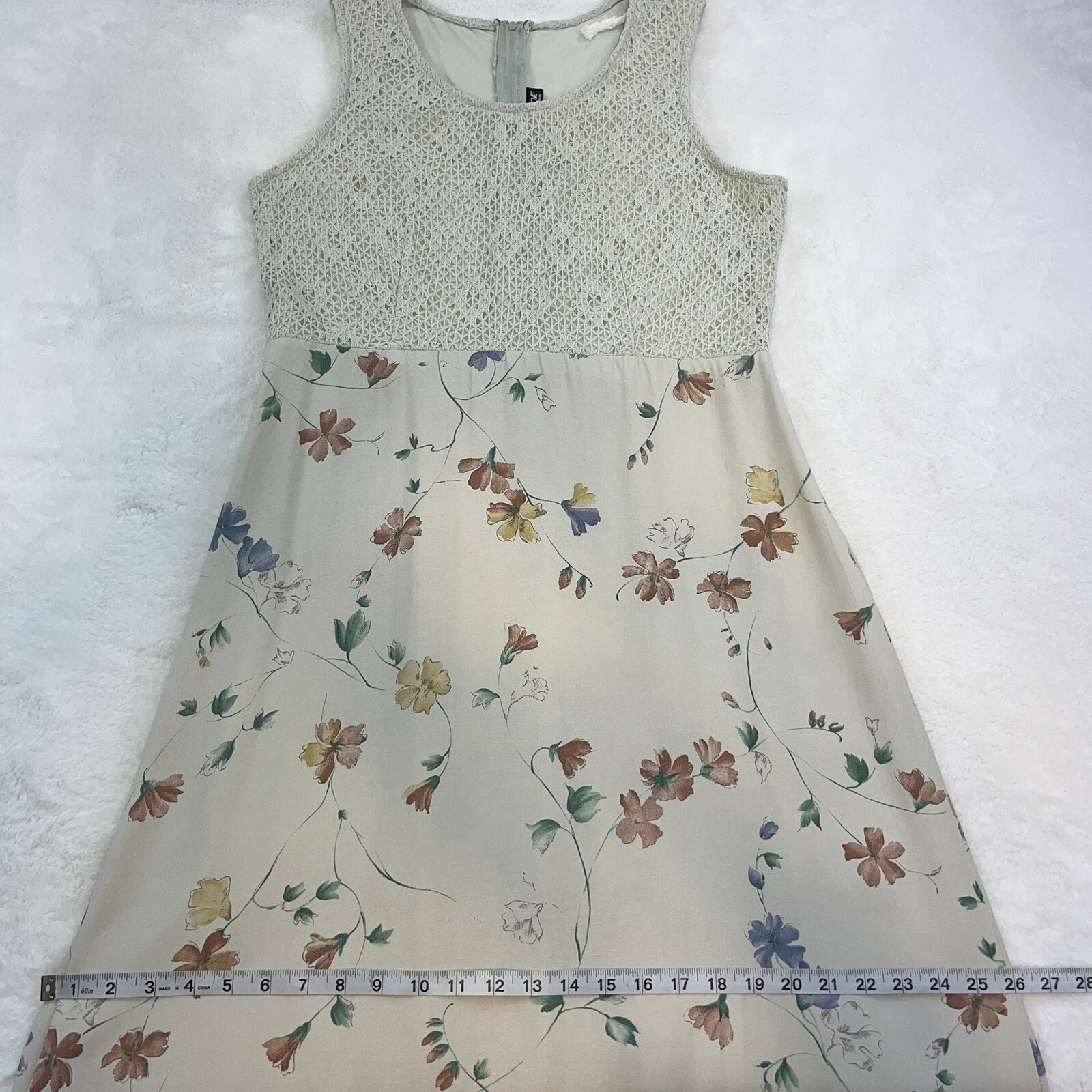 Vtg Sharade Of CA 90s Floral Crochet Top Maxi Dress Babydoll Sz 10 Y2K Fairy
