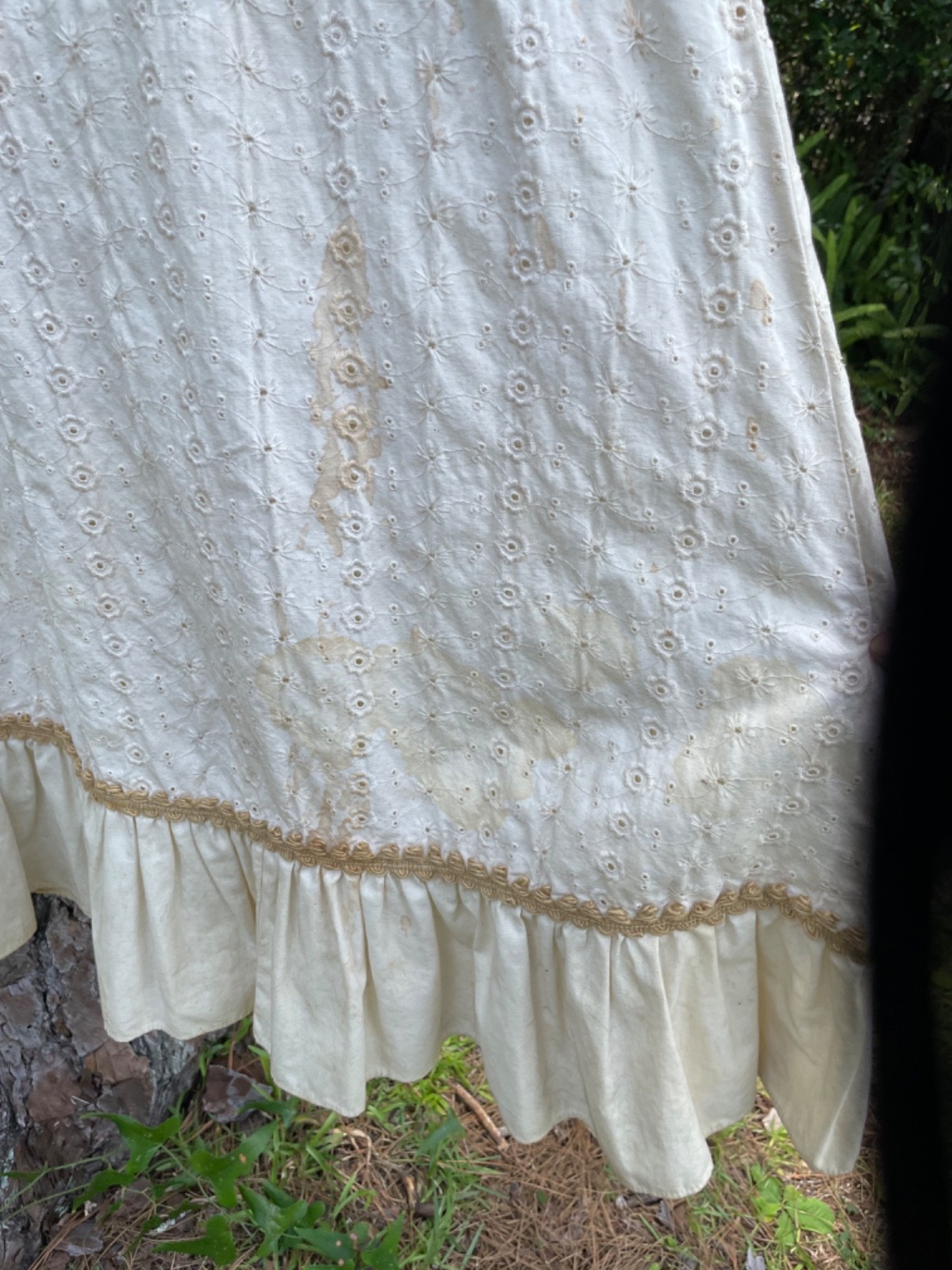 VTG 70’s Gunne Sax Off White Eyelet Cotton Empress Colar Cottage Prairie Dress 7