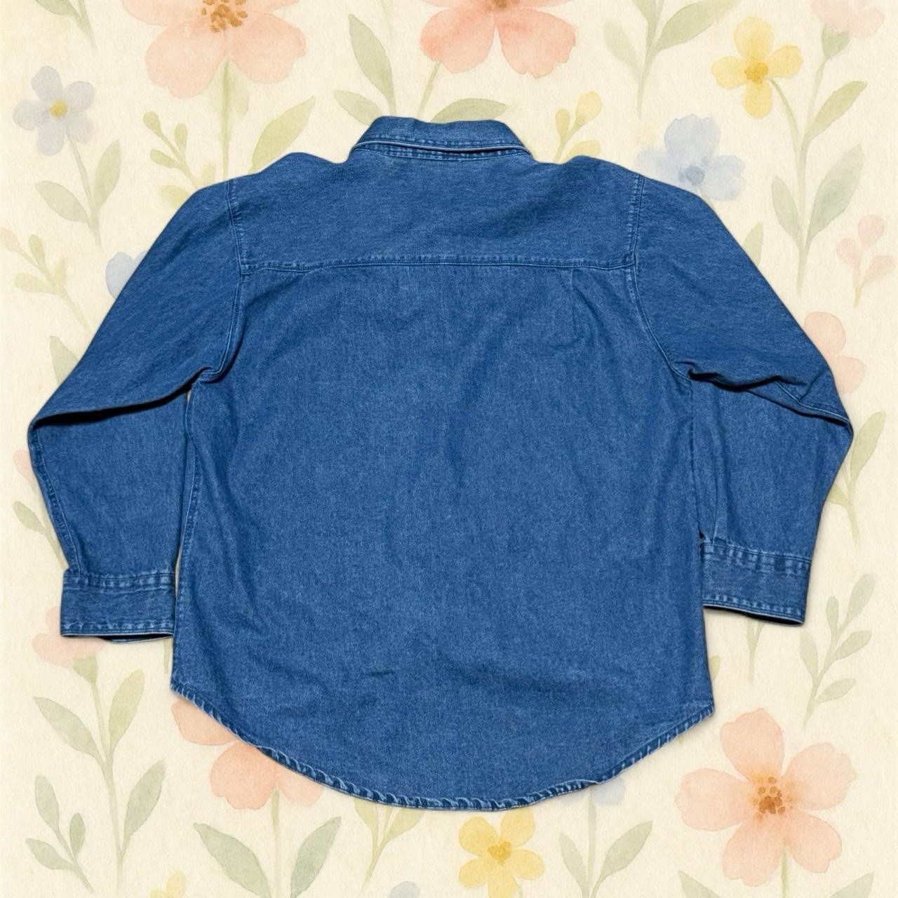 Vintage Teddy Bear Applique Denim Button Up Shirt Cottagecore Picnic Top Med