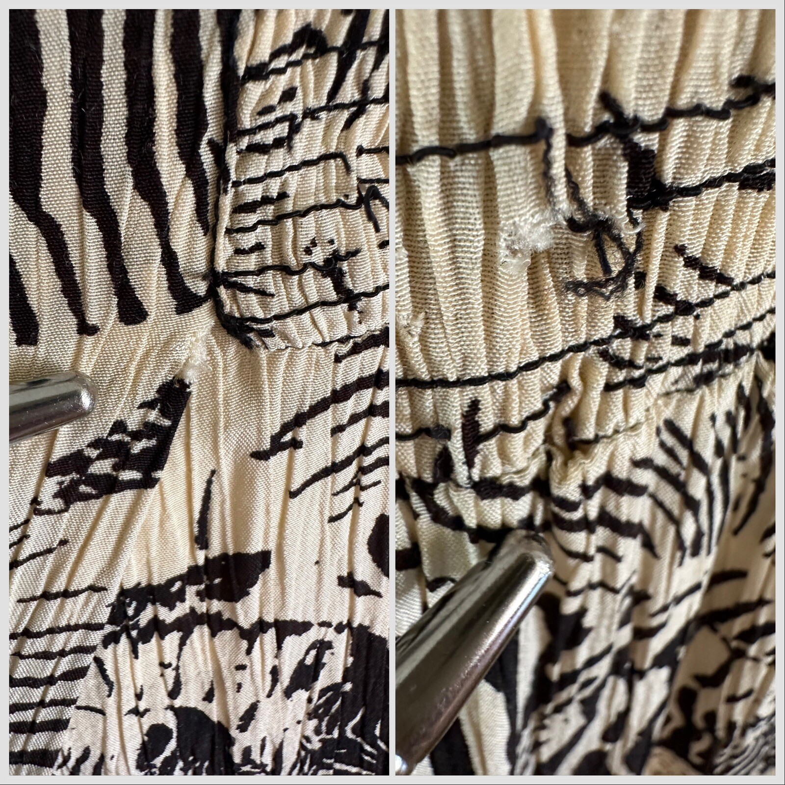 1980s Liz Claiborne Dresses Petites Crinkle Rayon Dress Zebra Print Safari 6 VTG