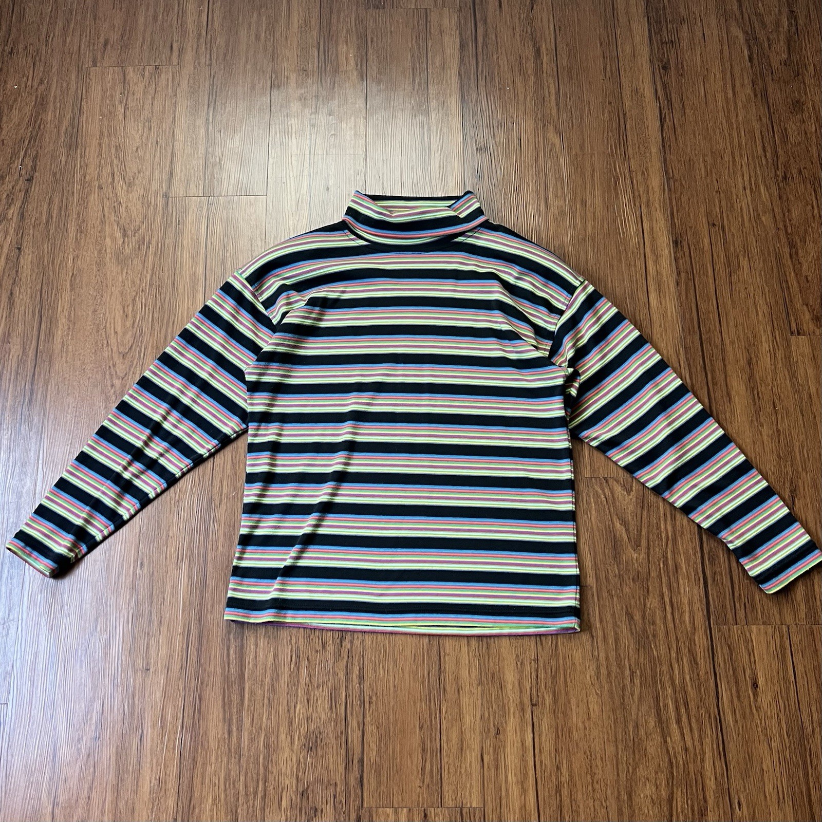 Vintage Y2K Turtleneck Top Small Womens Multicolor Preppy Academia Grunge 90s