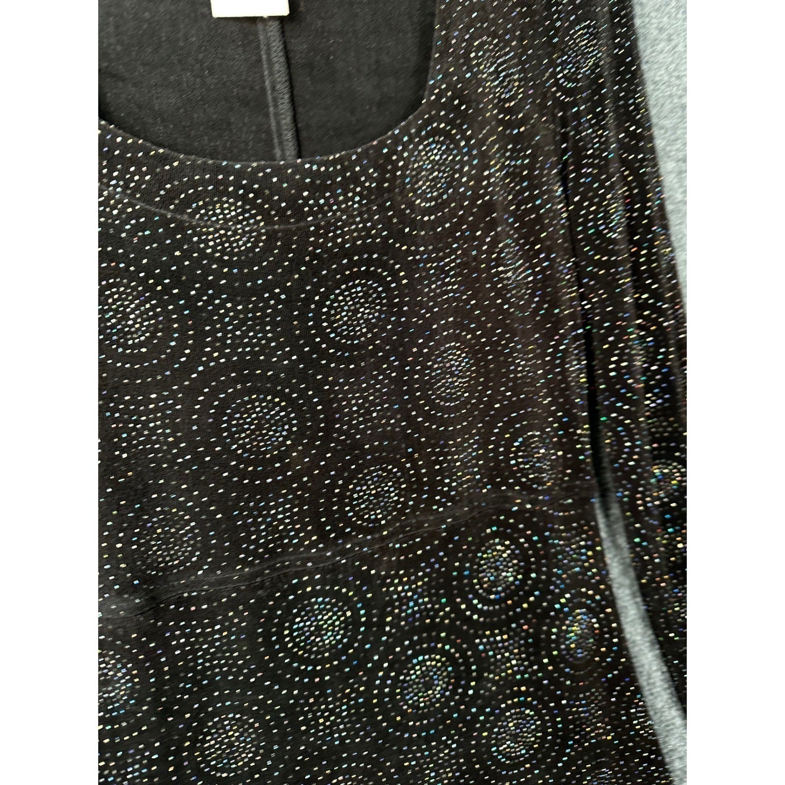 Rabbit Designs Womens Vintage Shimmer Glitter Maxi Dress Black 10 Whimsigoth Y2K