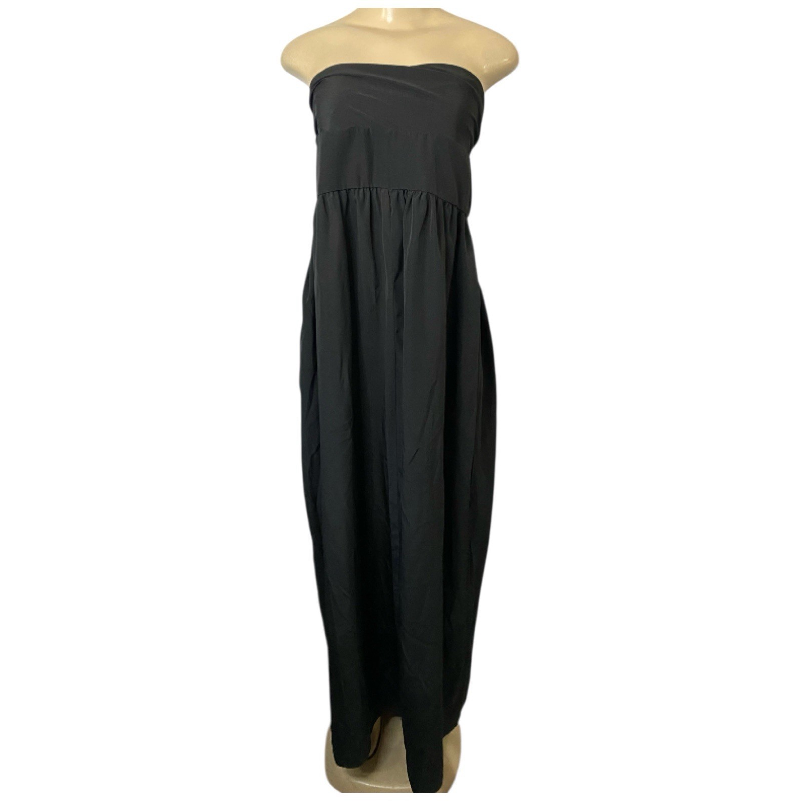 VTG 80s Black Satin Gown Multifunctional Dress & Skirt Sz M Retro Goth Grunge
