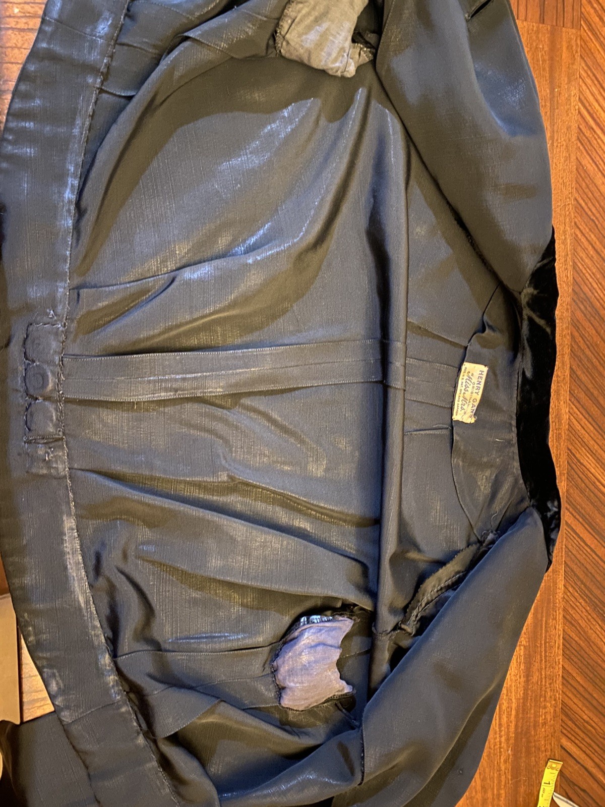 HENRY GANS VINTAGE BLACK Suit Coat 1930’ Or 1940’s. Velvet Like Collar