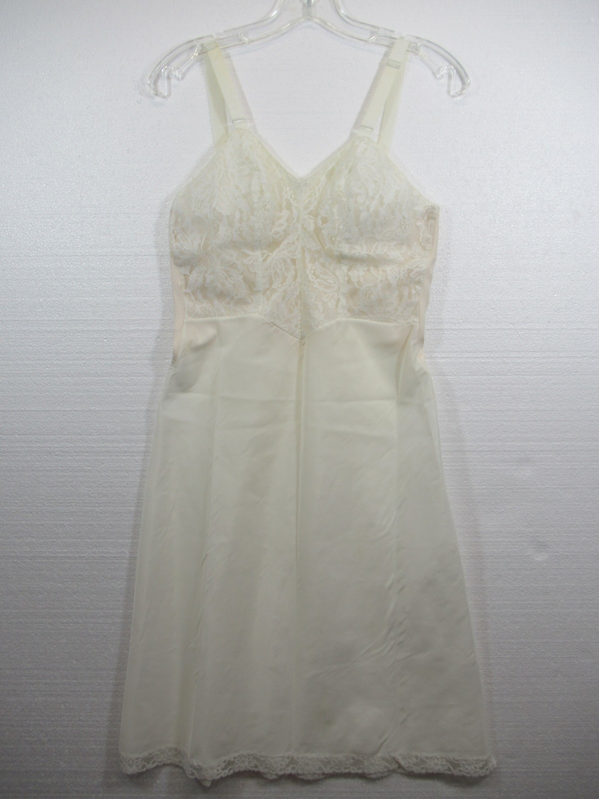 Vintage 50s Su-lette Superior Full Dress Slip Women 32 Ivory Nylon/Polyester