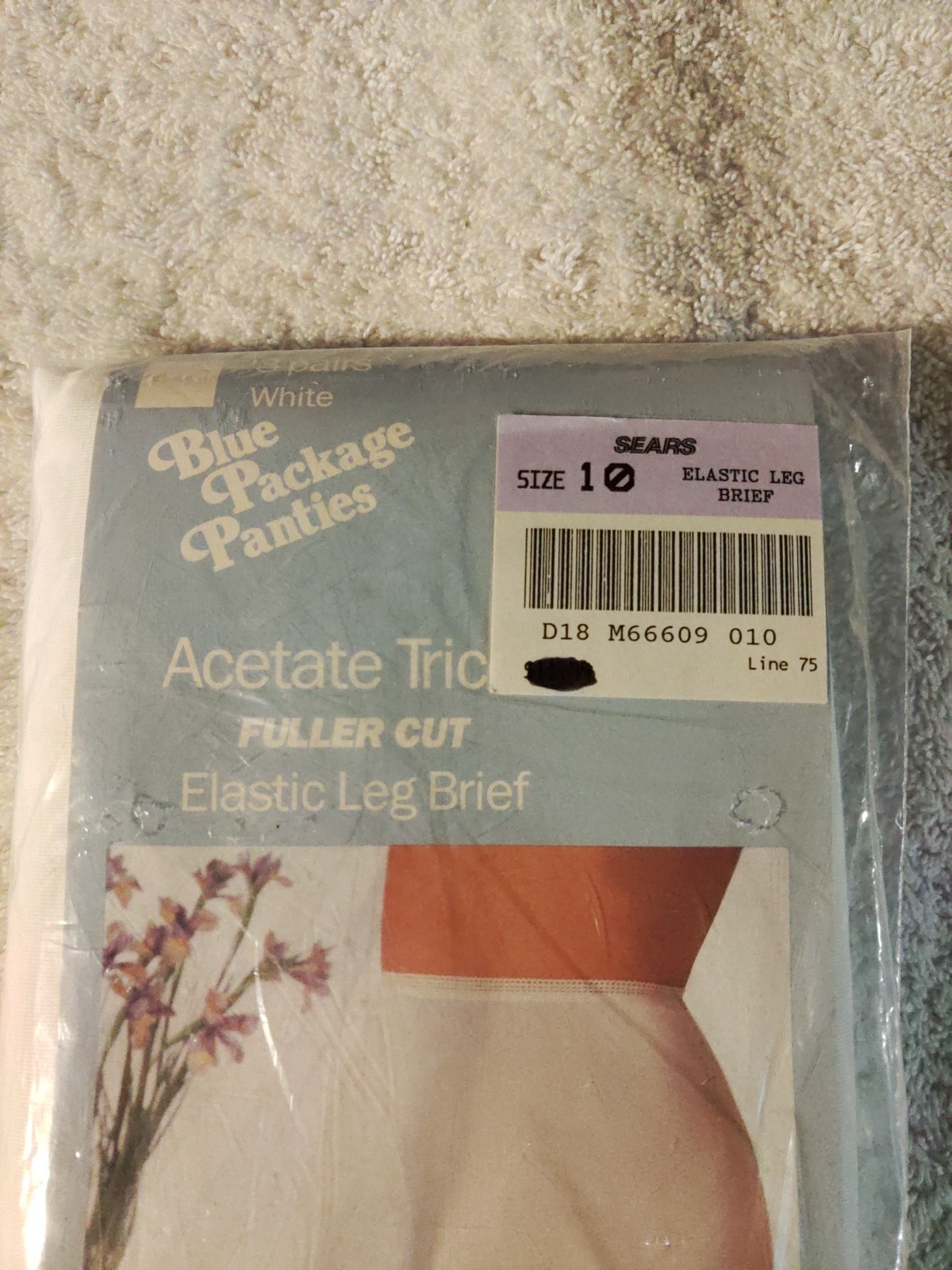 New! Sears Blue Package Panties Sz 10 White 100% Acetate Tricot
