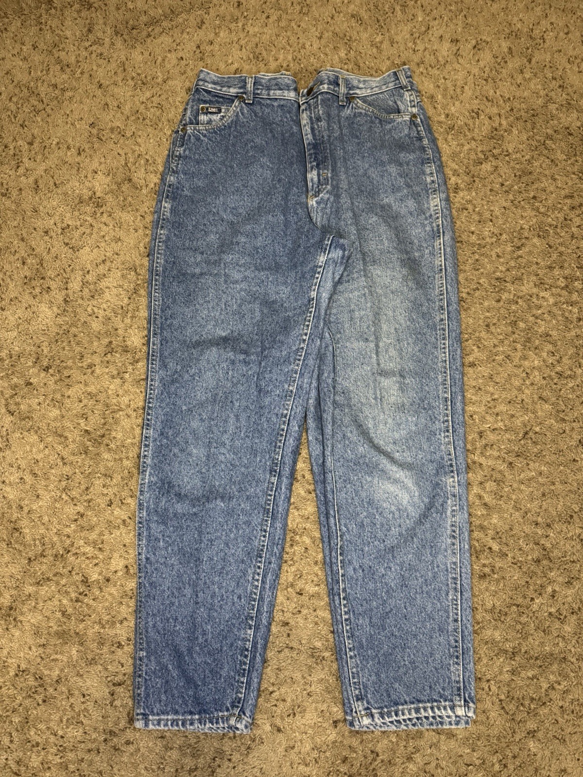 VINTAGE LEE Official Mom Jeans Light Acid Wash Pleated Lot Of 2 Sz 16M 32×29