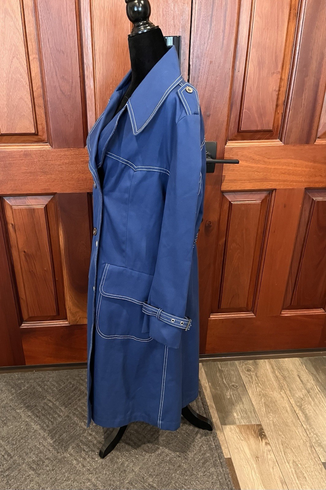 Vintage MOD Fleet Street Rain/Shine TRENCH Coat Sz 16 Water Repel 60’s 70’s Blue