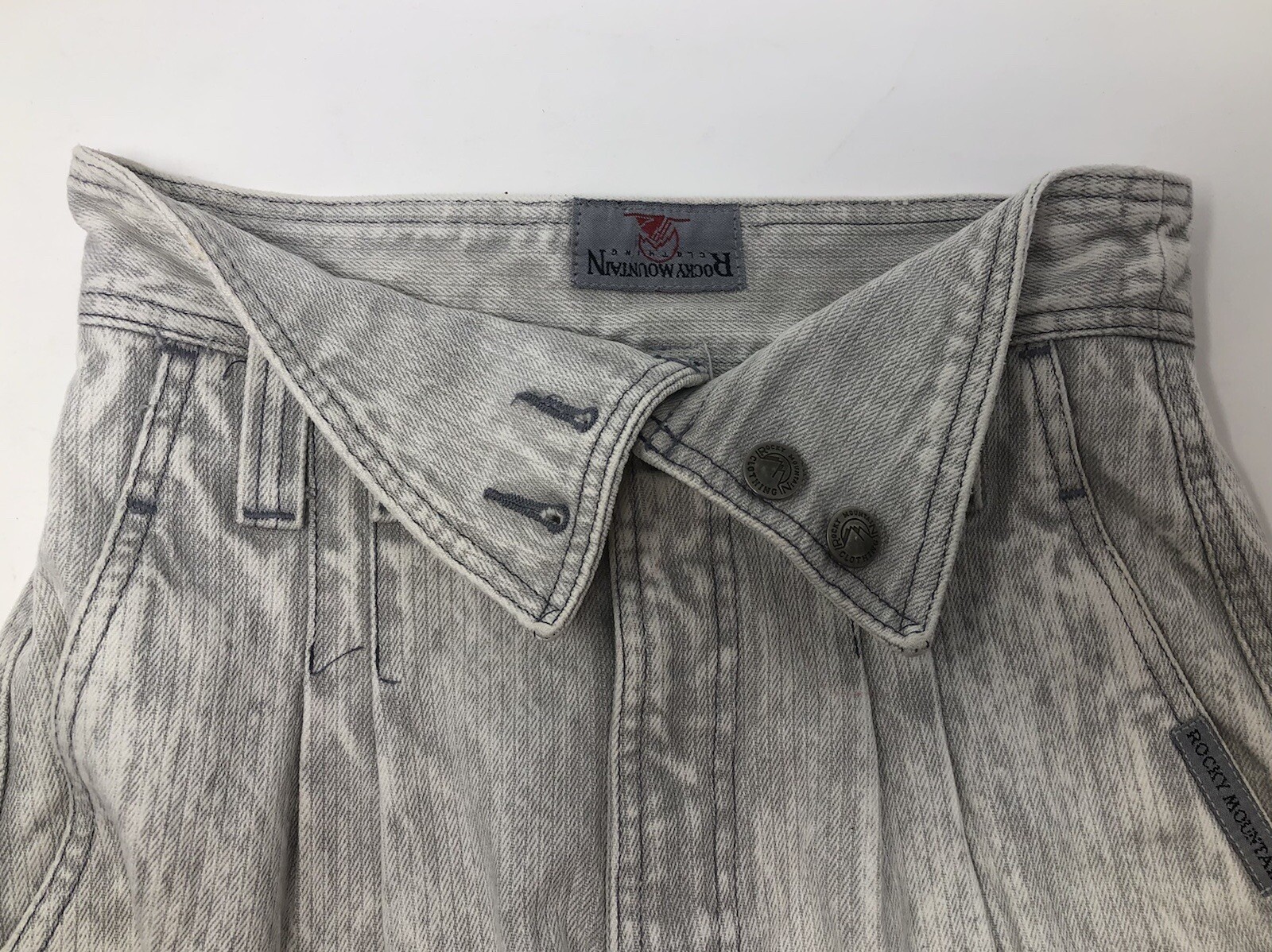 Vintage Rocky Mountain Jeans 80s 90s Grey Fold Over Top. Very Long!