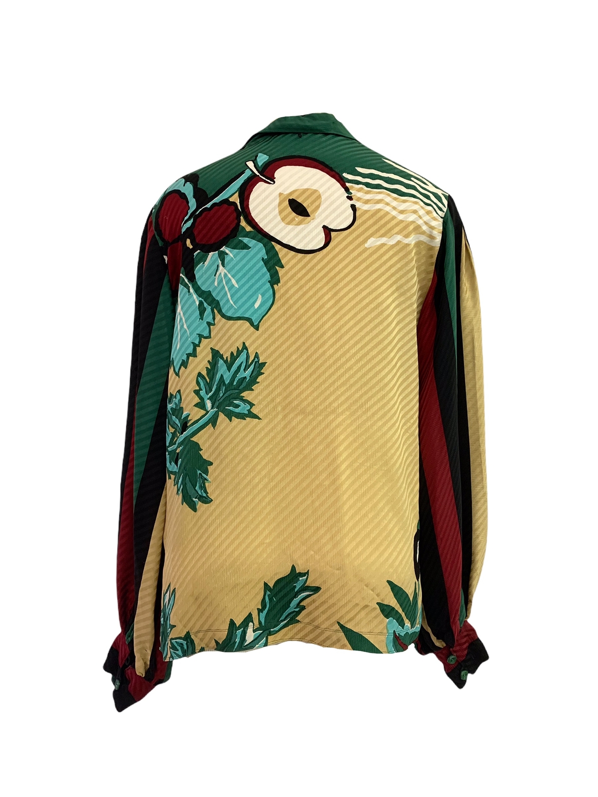 Vtg Vintage 1980s 80s Designer Vollbracht Silk Apple Print New Wave Top Blouse