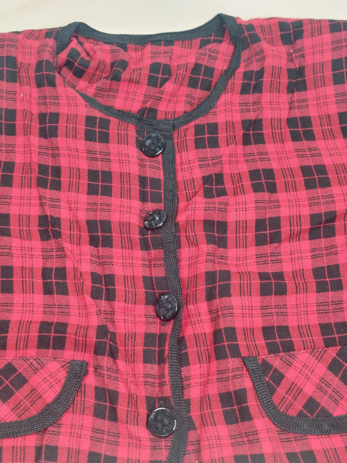 True Vintage 80s 90s Red Black Plaid Crop Top Long Shirt Grunge Y2K Academia