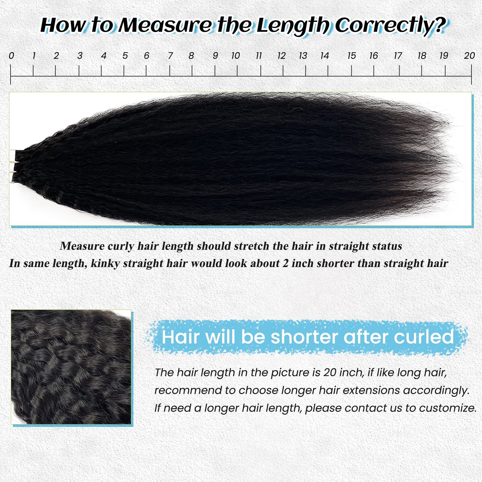 22″ Kinky Straight Tape-In Human Hair Extensions for Black Women